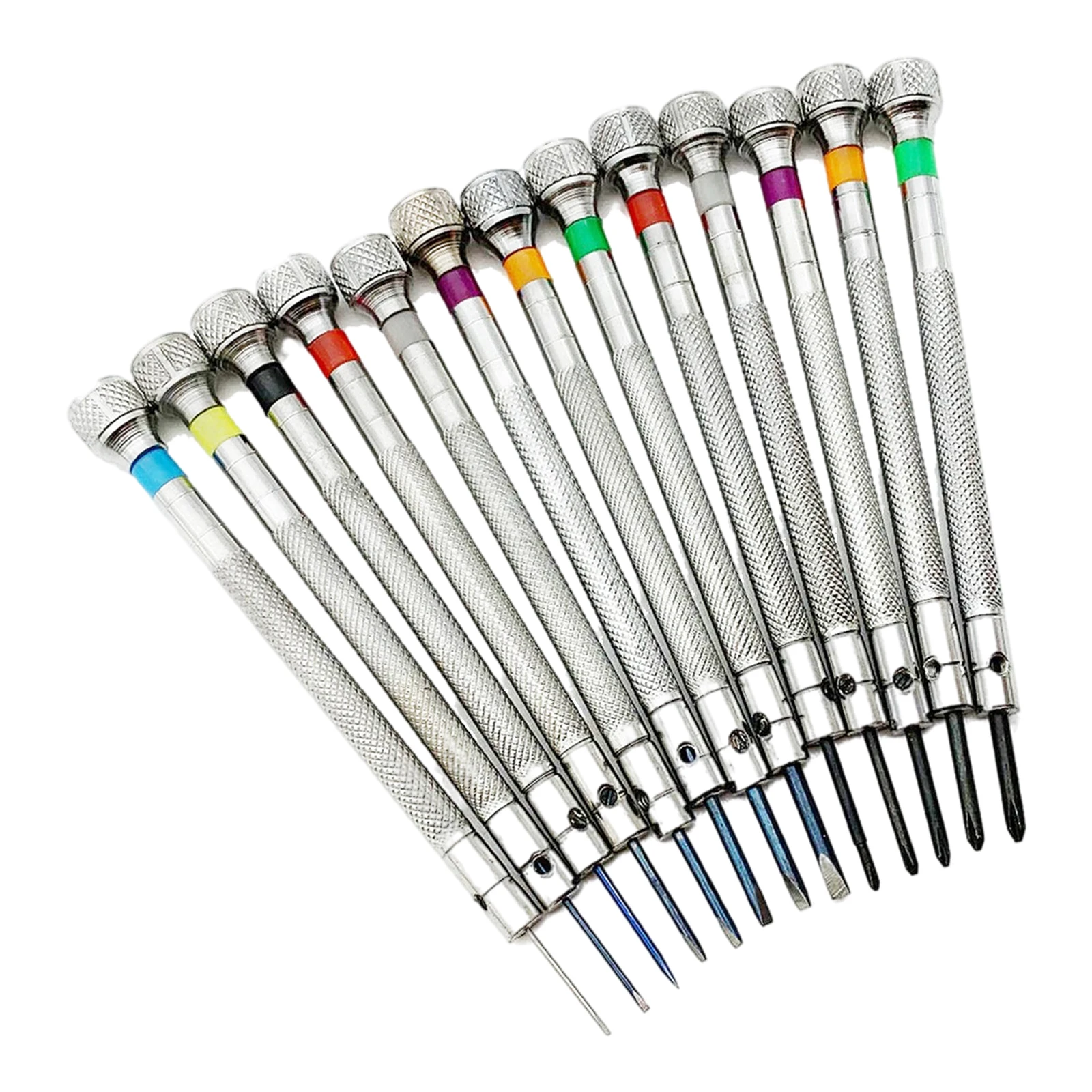 13-pack Jewelry Watch Repair Screwdriver Kit 0.6-2.0mm, Standard Flat Blade and Cross Head