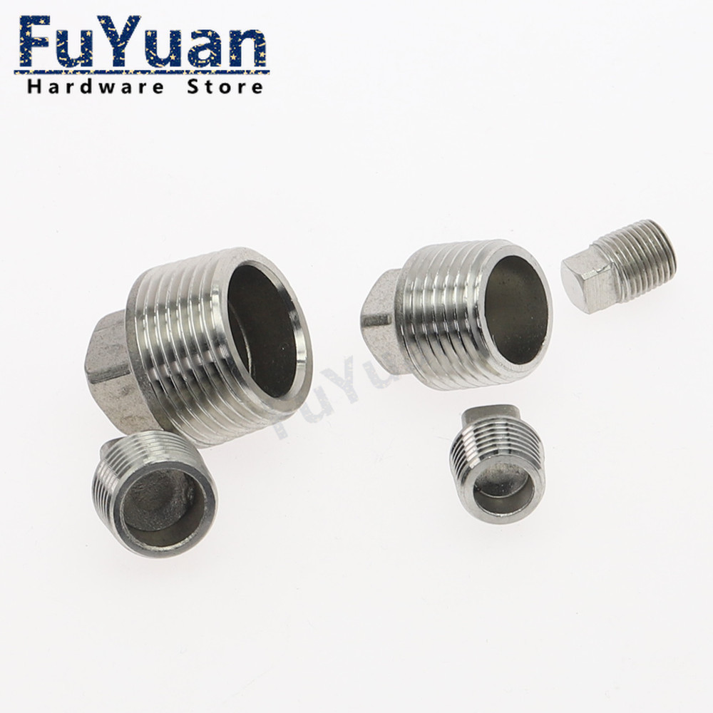 1 Stück SS 304 Edelstahl 1/4" 3/8" 1/2" 3/4" 1" 1-1/4' 1-1/2" BSP Rohrverschraubung mit Außengewinde, Vierkantkopfstopfen SS304 – Detail 3