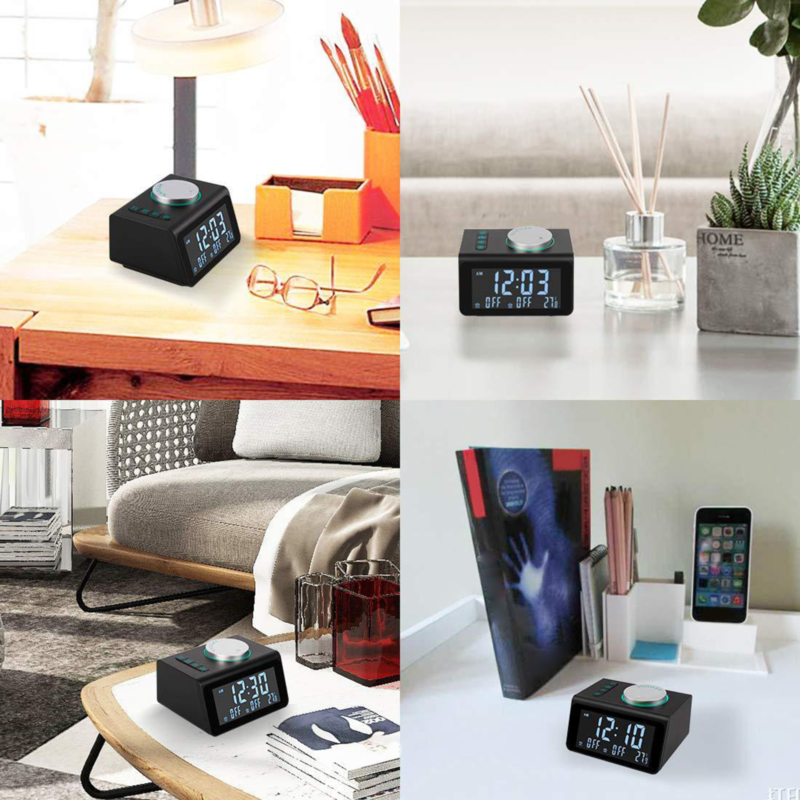 USB Charger LED Display 0-100% Dimmable ABS Shell for Office Home Bedside