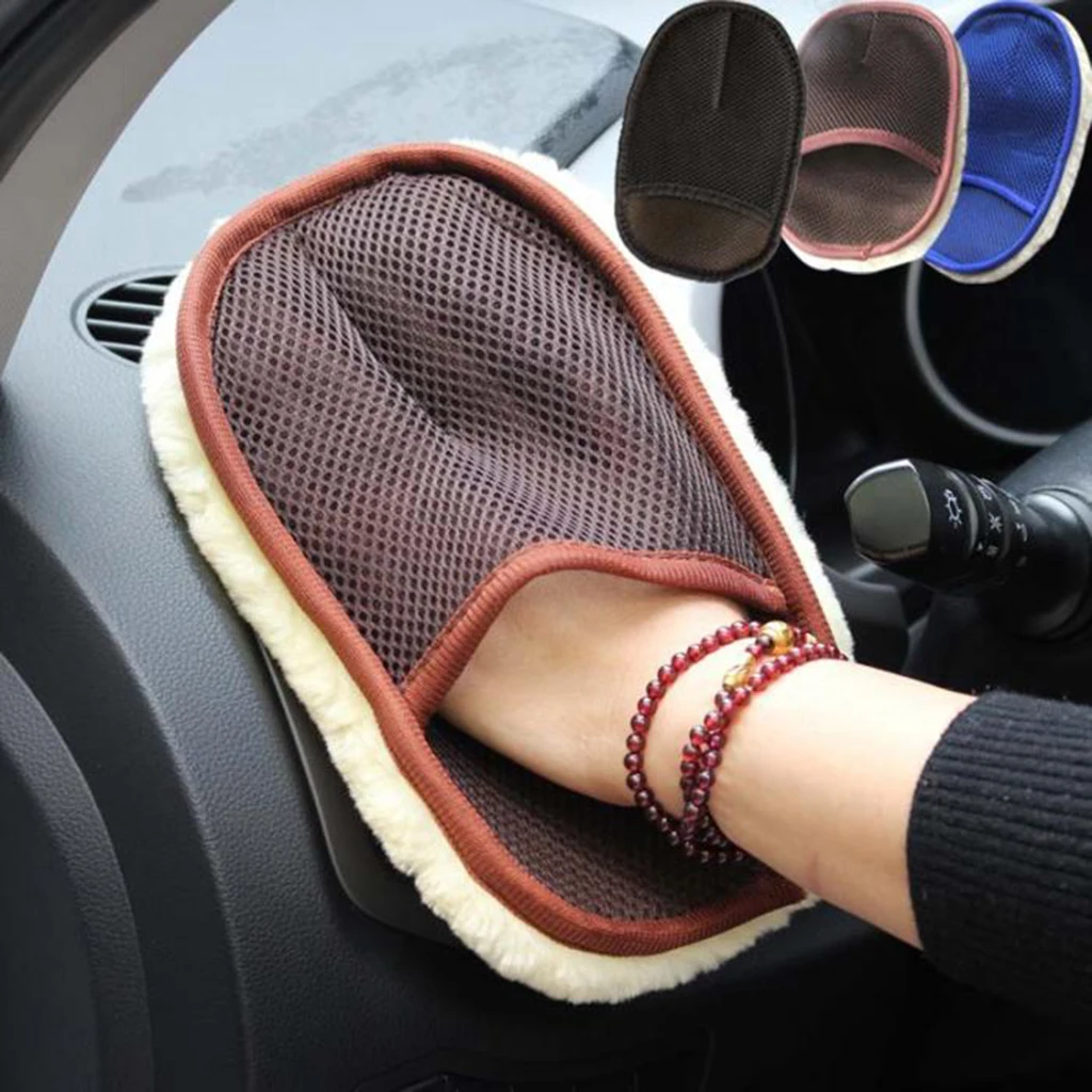 Soft Auto Care Polishing Mitten Cleaning Brush Wool Car Washing Glove