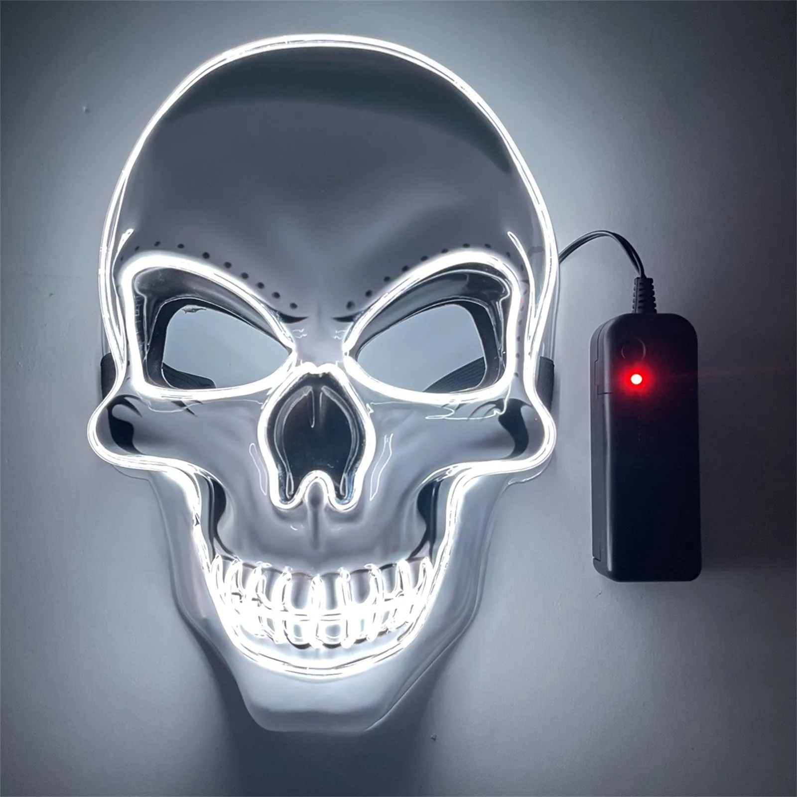 Skull Led Mask Halloween Party Neon Masked Light Glow