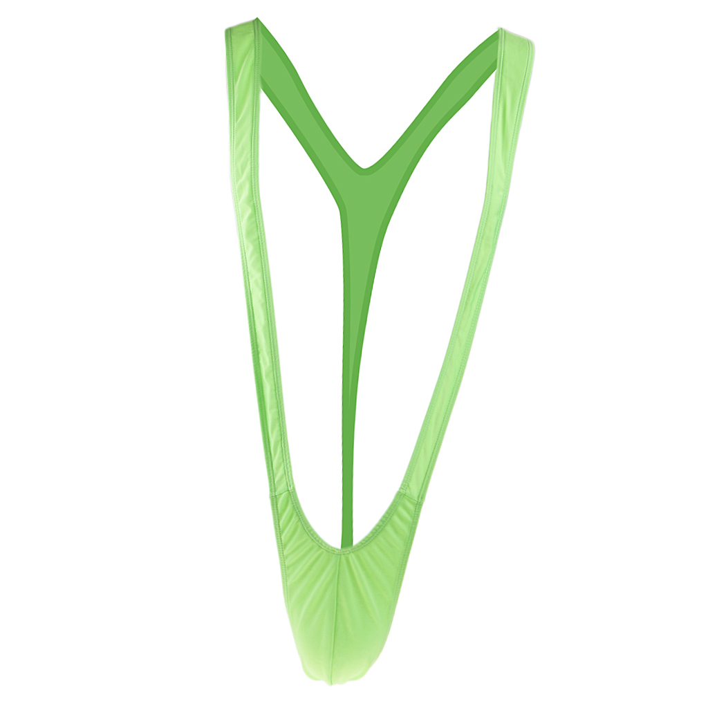 Men Sexy Fluorescent Green Mankini Underwear Borat Costume Swimwear Beachwear