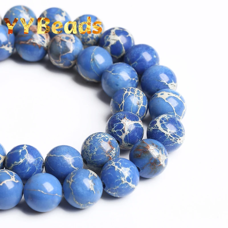 Темно-синий морской осадок бирюзовый камень бусин Императорский Ясперскруглых свободных бусин для ювелирные изделия, изготовление браслетов ушей4-12 мм