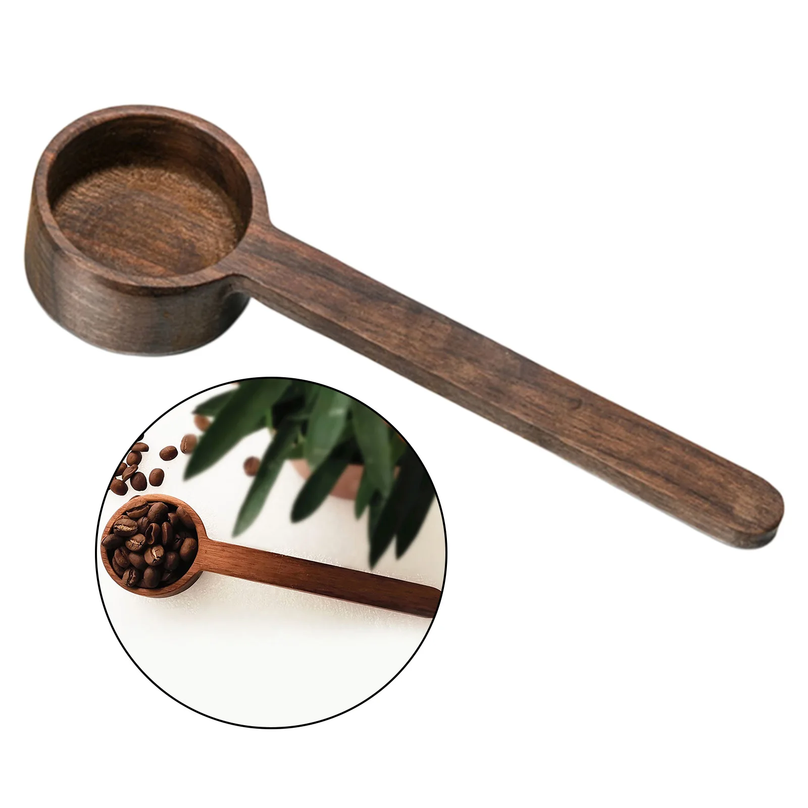Walnut Wooden Measuring Spoon Scoop Coffee Beans Bar Kitchen Home Baking Tool