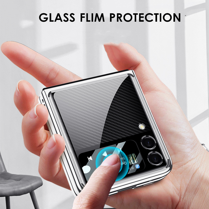 For Samsung Galaxy Z Flip 4 3 Flip4 5G Case Cover Palting Tempered Glass Hard Full Camera Protection Cover for Z Flip3 z flip3 cover