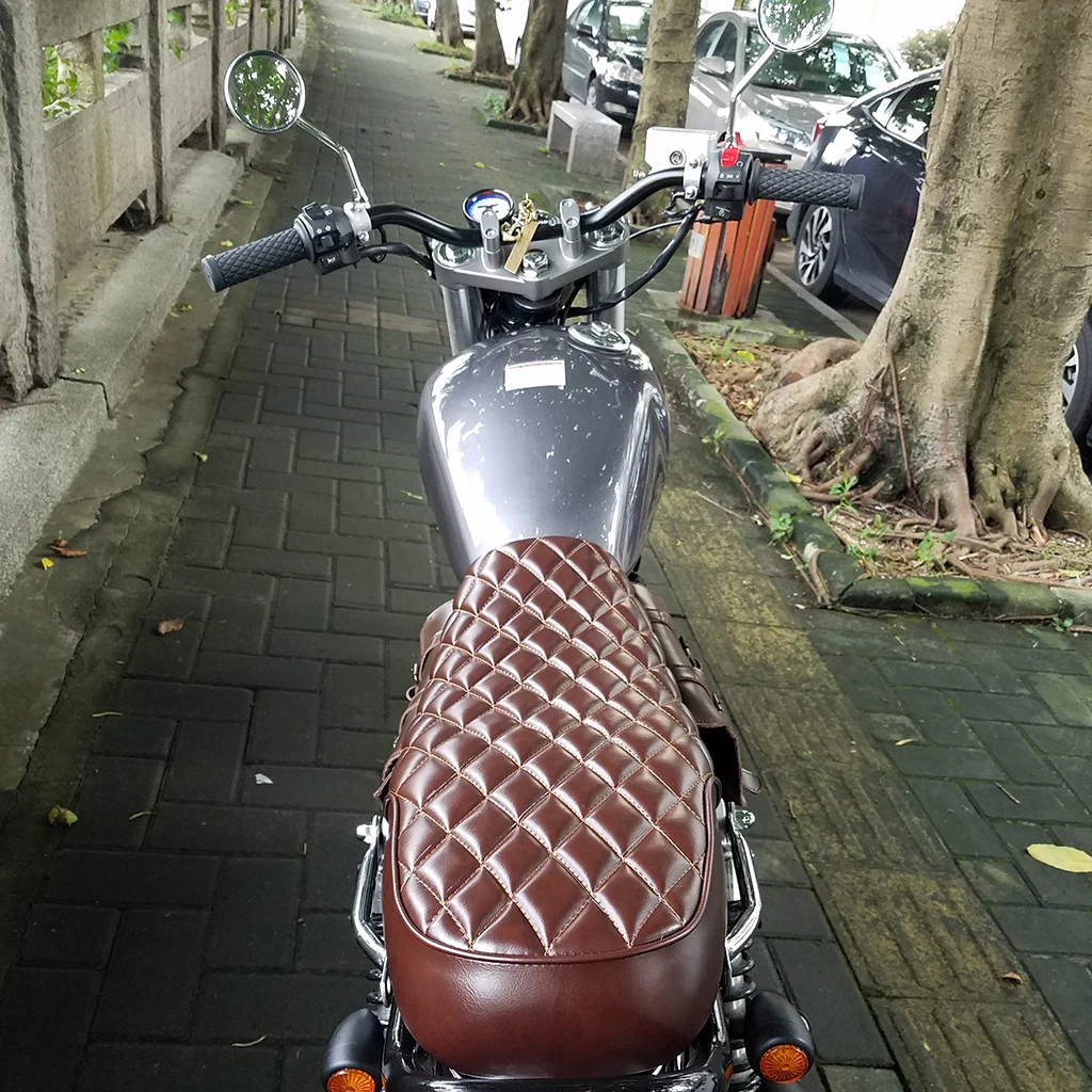 Motorcycle Retro Seat, Vintage Flat Saddle Brat Seat- Motorbike Seat Accessories
