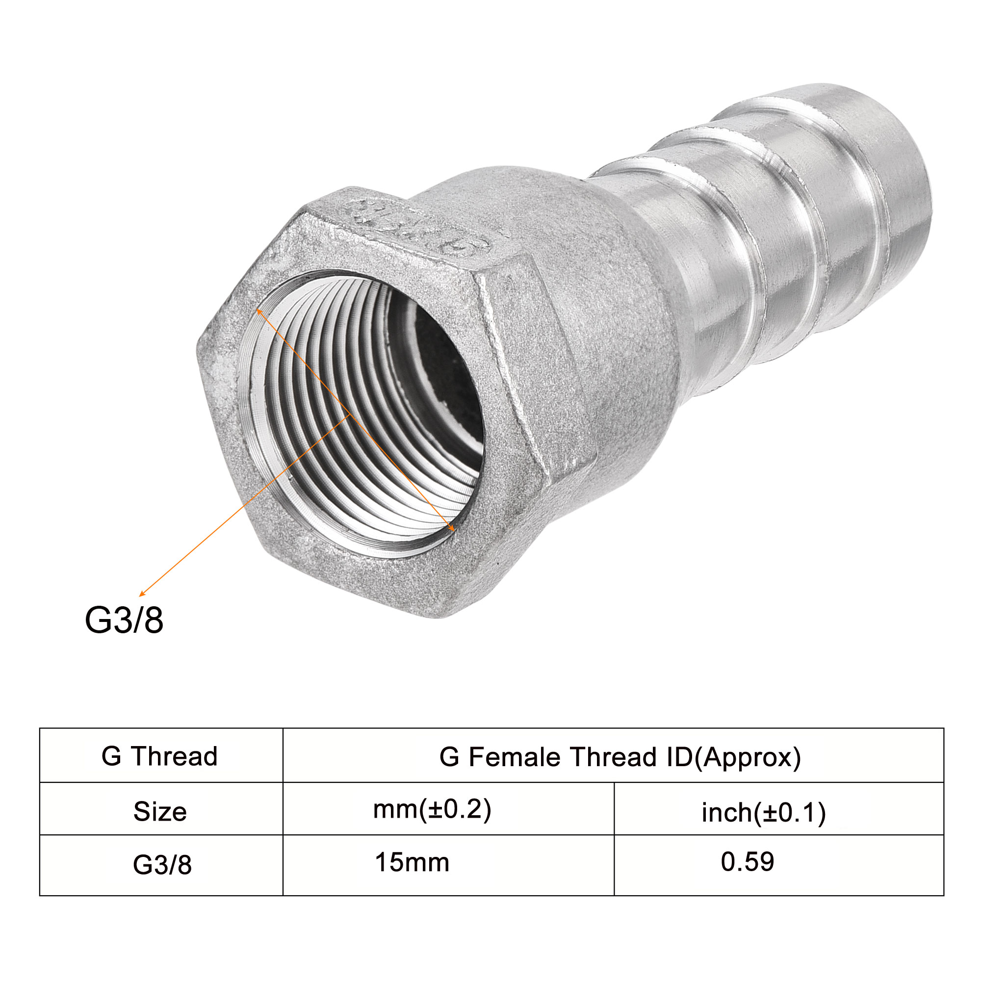 Uxcell 304 Stainless Steel Barb Hose Fitting 15mm Barb G3 8 Female With Hose Clamp Tool Parts Aliexpress