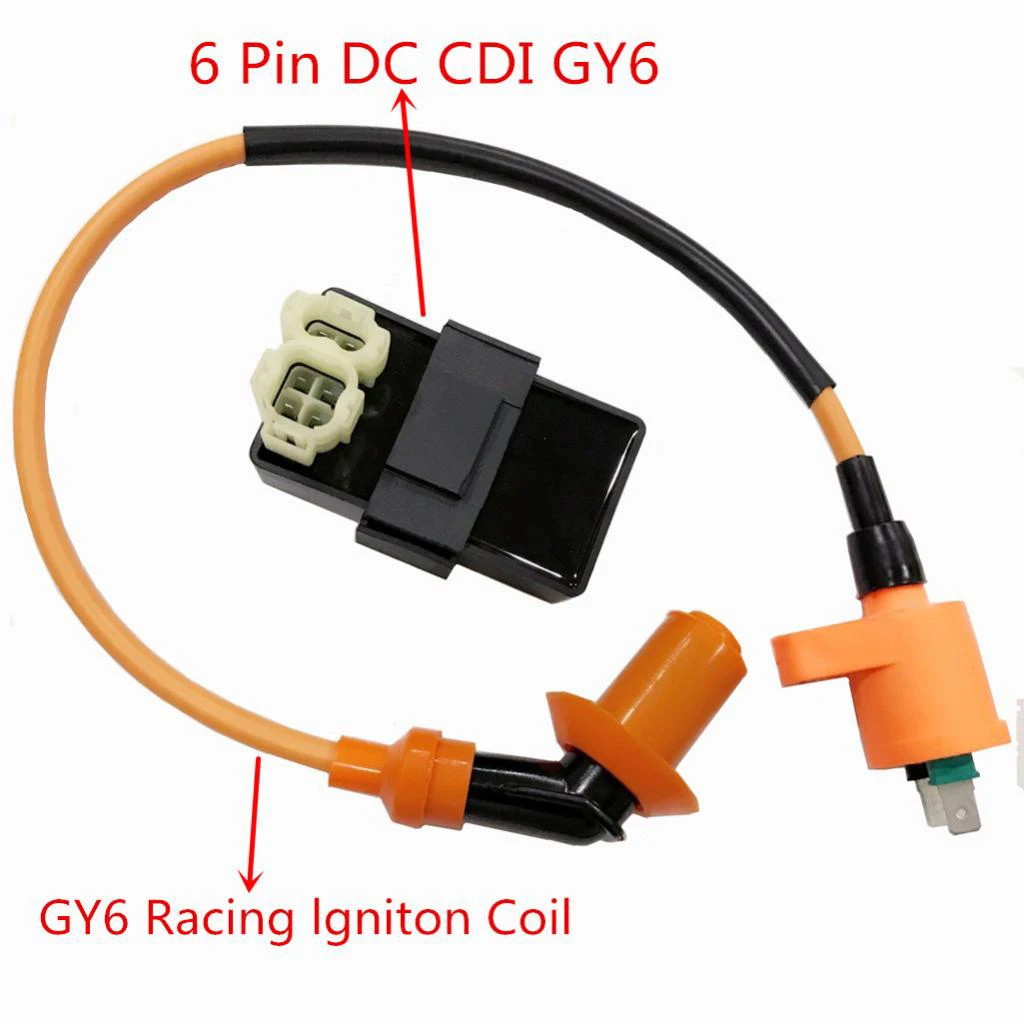 6 Pins CDI Ignition Box \ U0026 Performance Ignition Coil for GY6 50cc 125cc