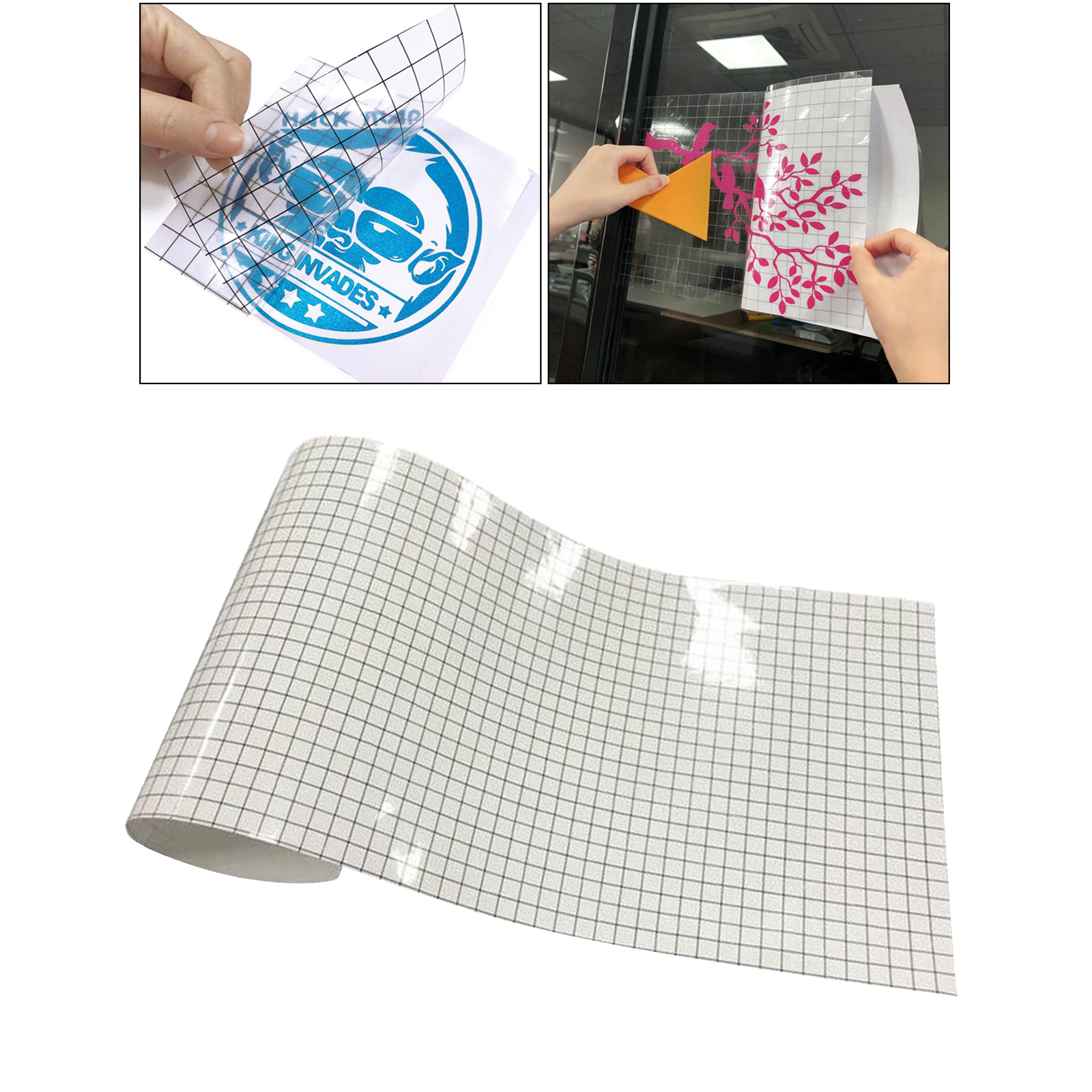 Transfer Tapes for Vinyl - 100x100cm with Grid Clear Vinyl Transfer Tape for Adhesive Vinyl, Perfect for Cricut