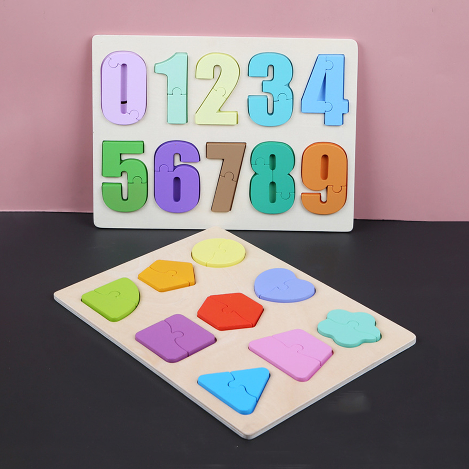 Colorful Wood Shape Match Puzzle Activity Board Preschool Learning Fun Montessori Training Toy for 2 3 Years Old Kids Gift