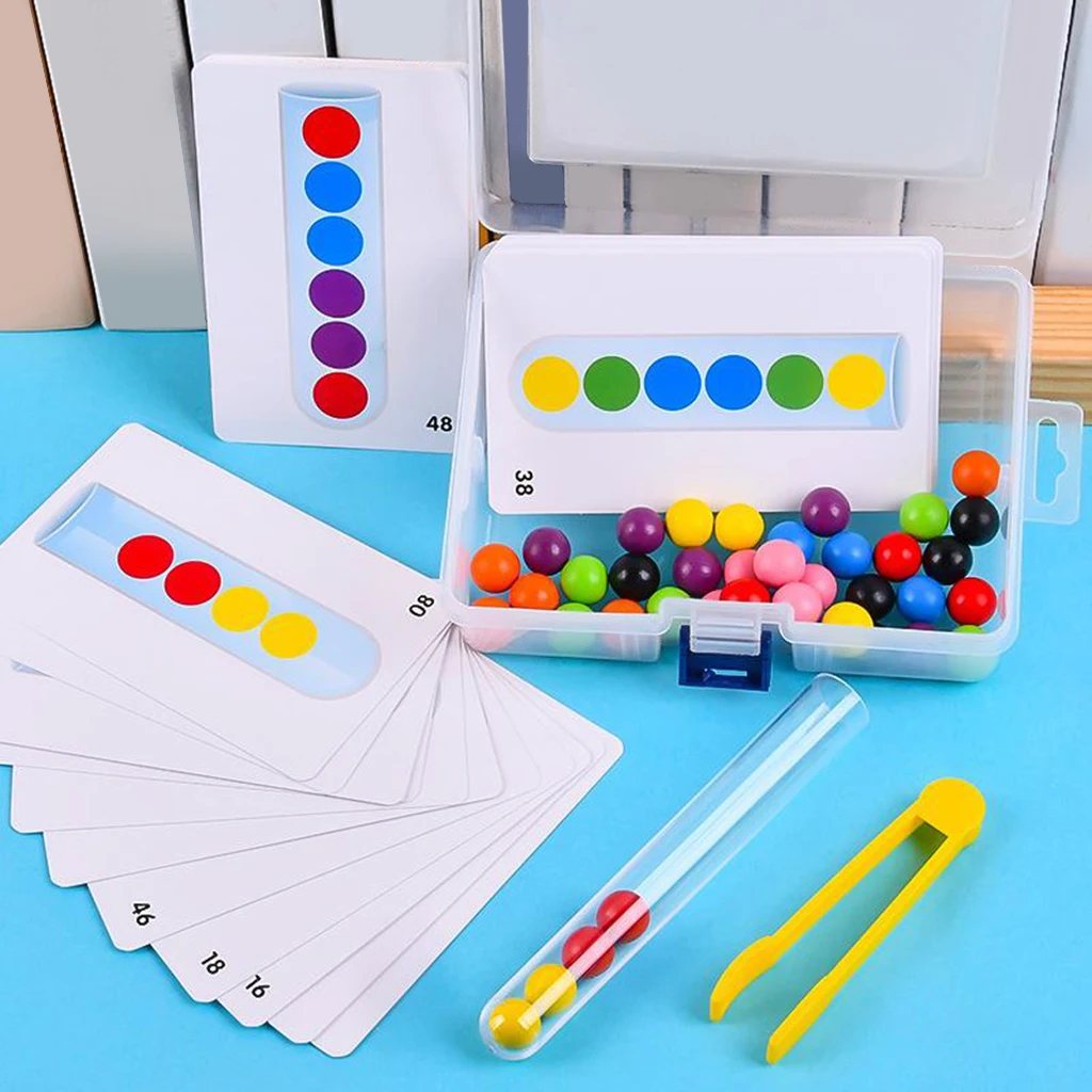 Multi-Colored Wooden Counting Bead Color Matching Developmental Sensory Sorting Educational Fun Motor Skill Toy