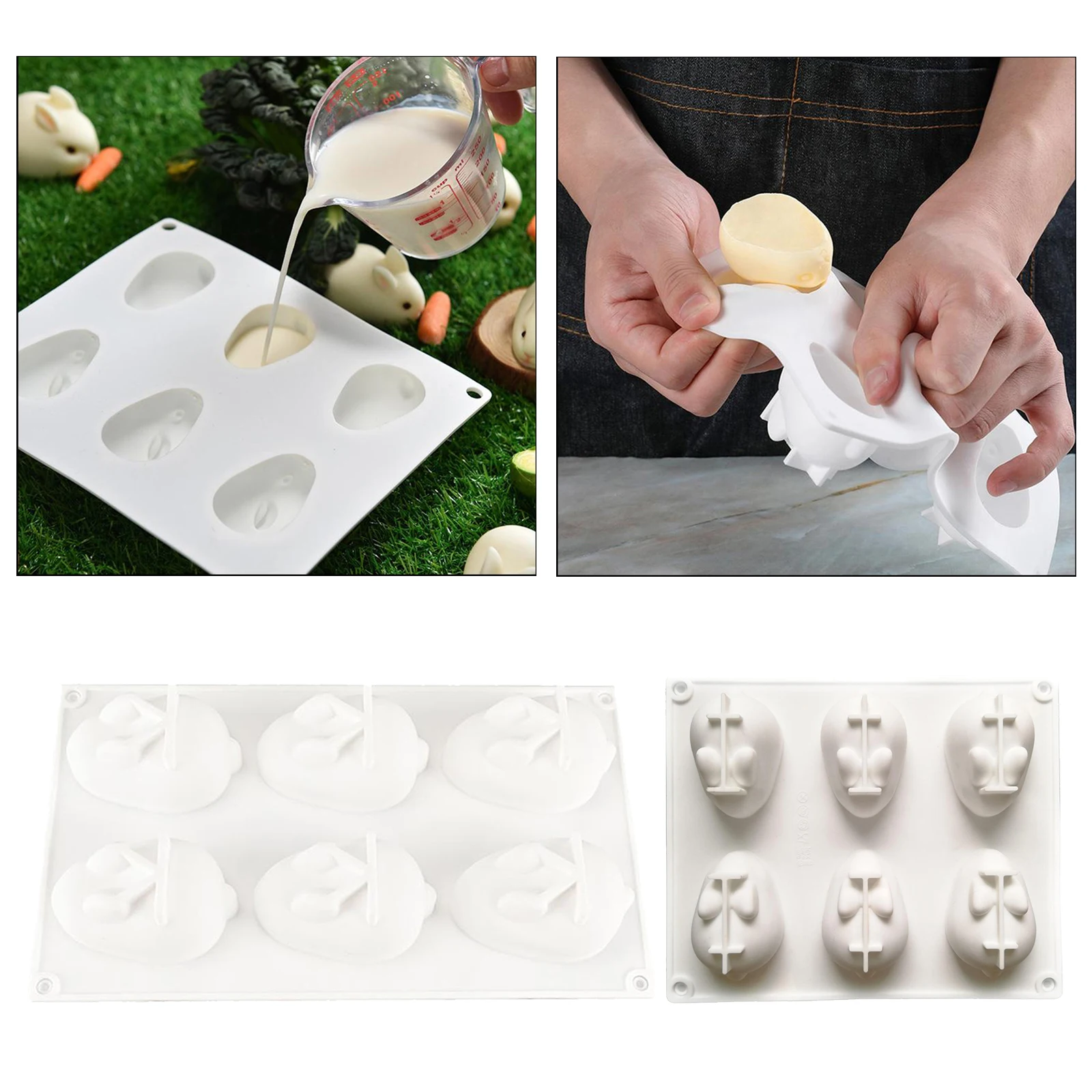 6 Holes Cake Baking Art Mould Pan 3D Easter Bunny Chocolate Fondant Mold