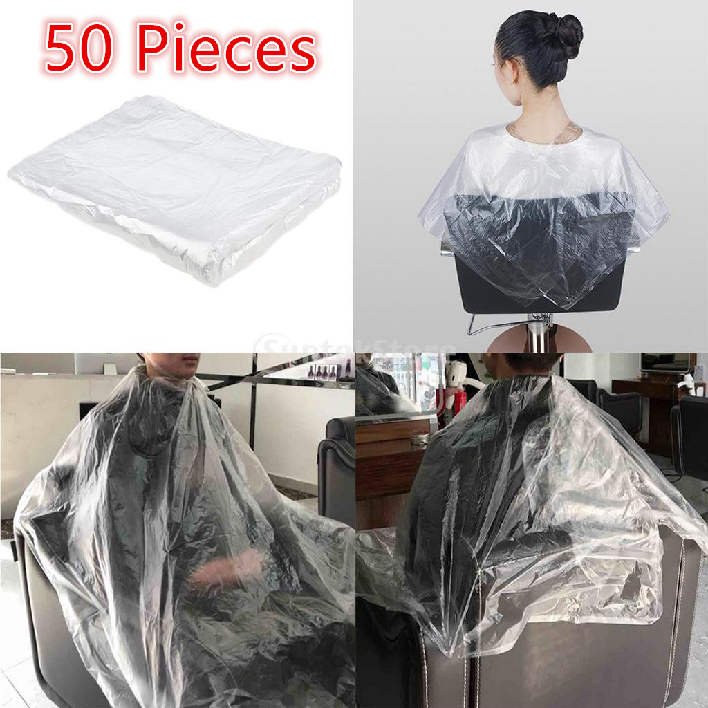 50x Disposables Hairdressing Capes Hair Salon Shawl Plastic Waterproof Hair