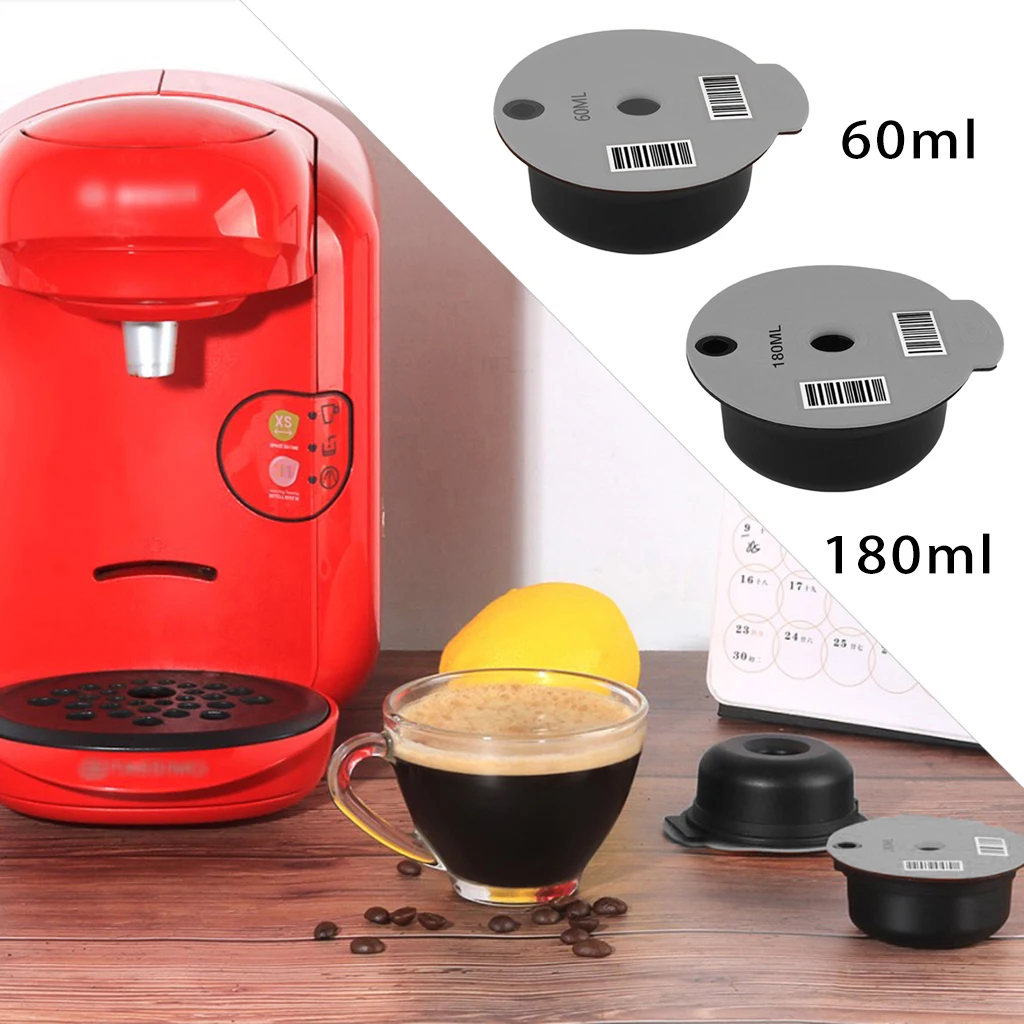 Reusable PP Coffee Capsules with Slicone Lid Compatible With Bosch Machine for Tassimo Refillable Coffee Filter Cups Easy Clean