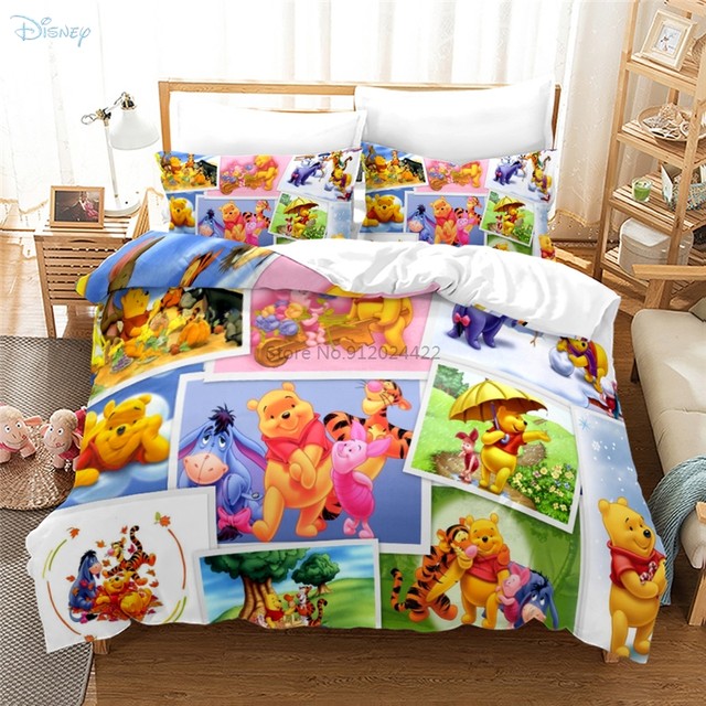 Disney Winnie the Pooh 4 Piece Toddler Bed Set in Polyester