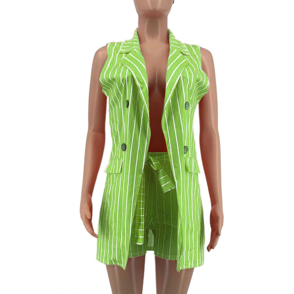 Terno sem mangas Stripe Pattern para mulheres,