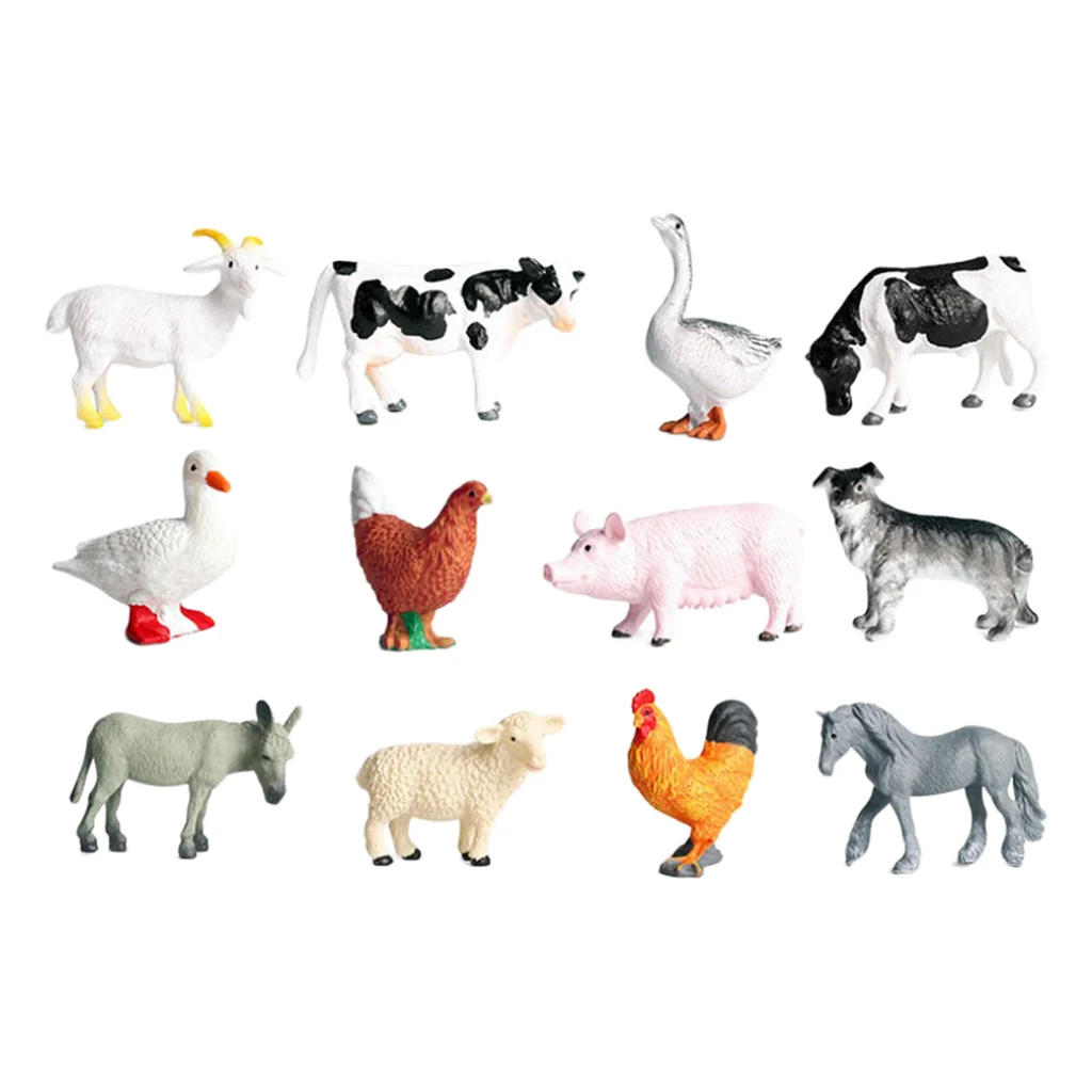 12 teilige Kunststoff Bauernhof Tier Modelle Kinder Pädagogisches Spielzeug 