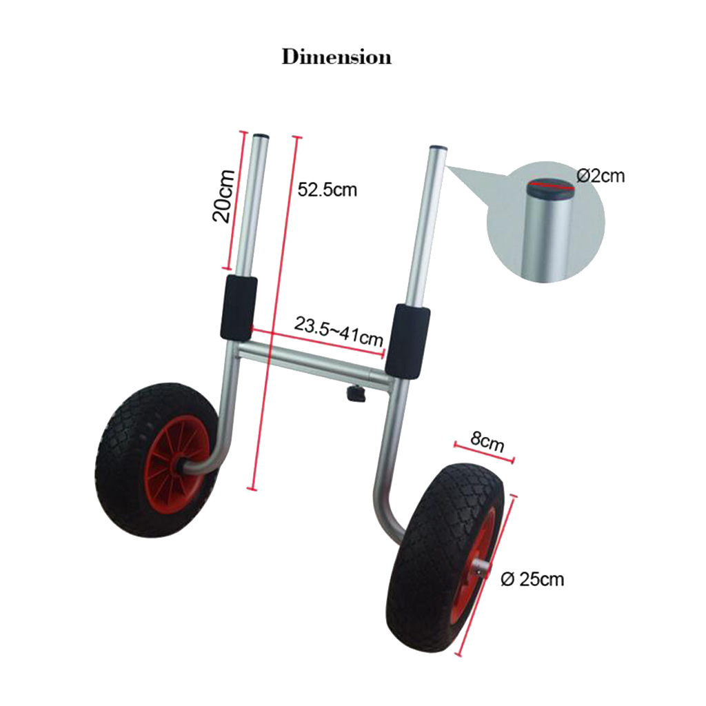 Heavy Duty Kayak Cart for Sit-On-Top Kayaks - High Performance Aluminum Trailer Tote Trolley for Canoe Rowing Boat Transport