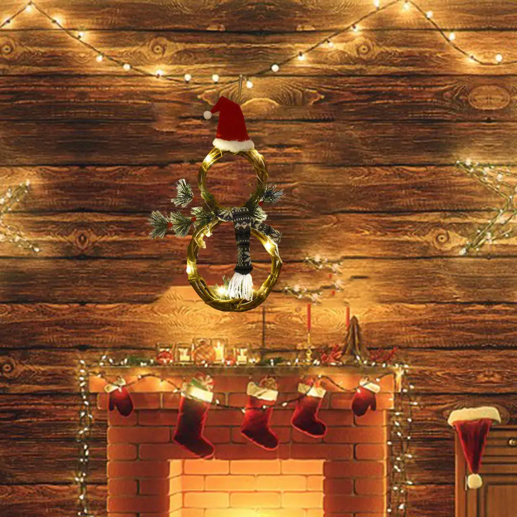 Christmas LED Garland Hanging Decoration Home Rattan Wall Door Home Party Outdoor Shopping Mall Decoration Wreath