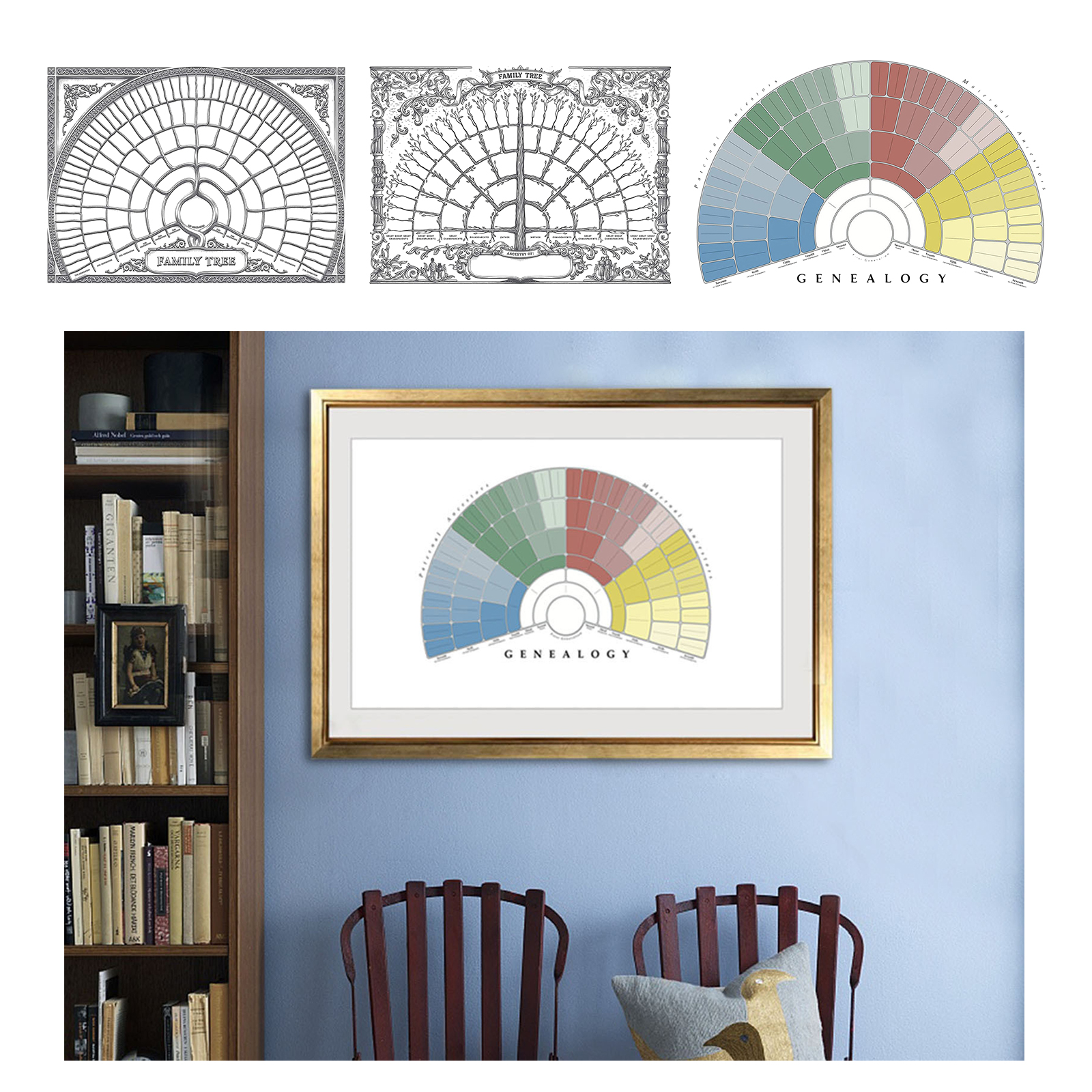 Large Personalized Family Tree Diagram Fillable Genealogy Form Home Decoration Gifts for Women