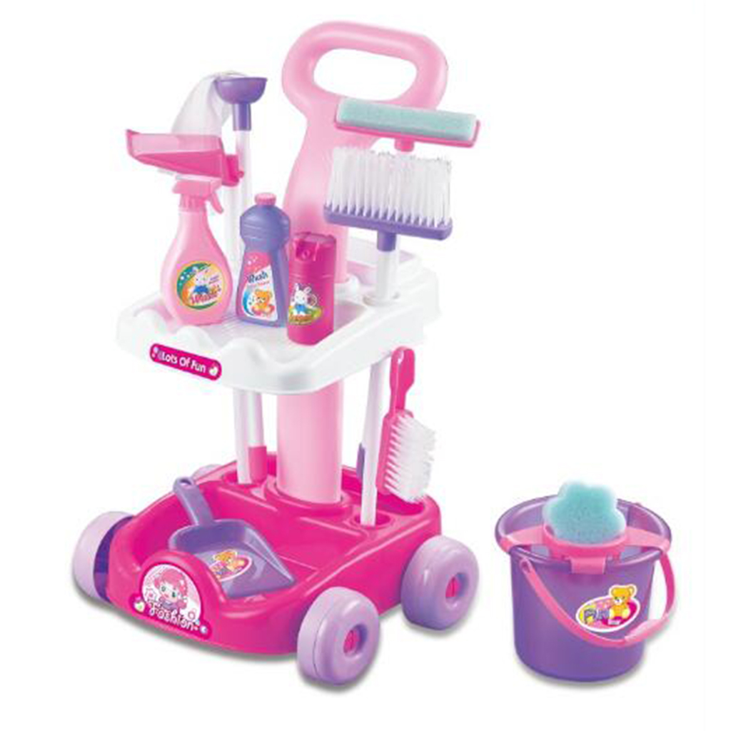 1 Set Simulation Children Cleaning Trolley Cart Playset Role