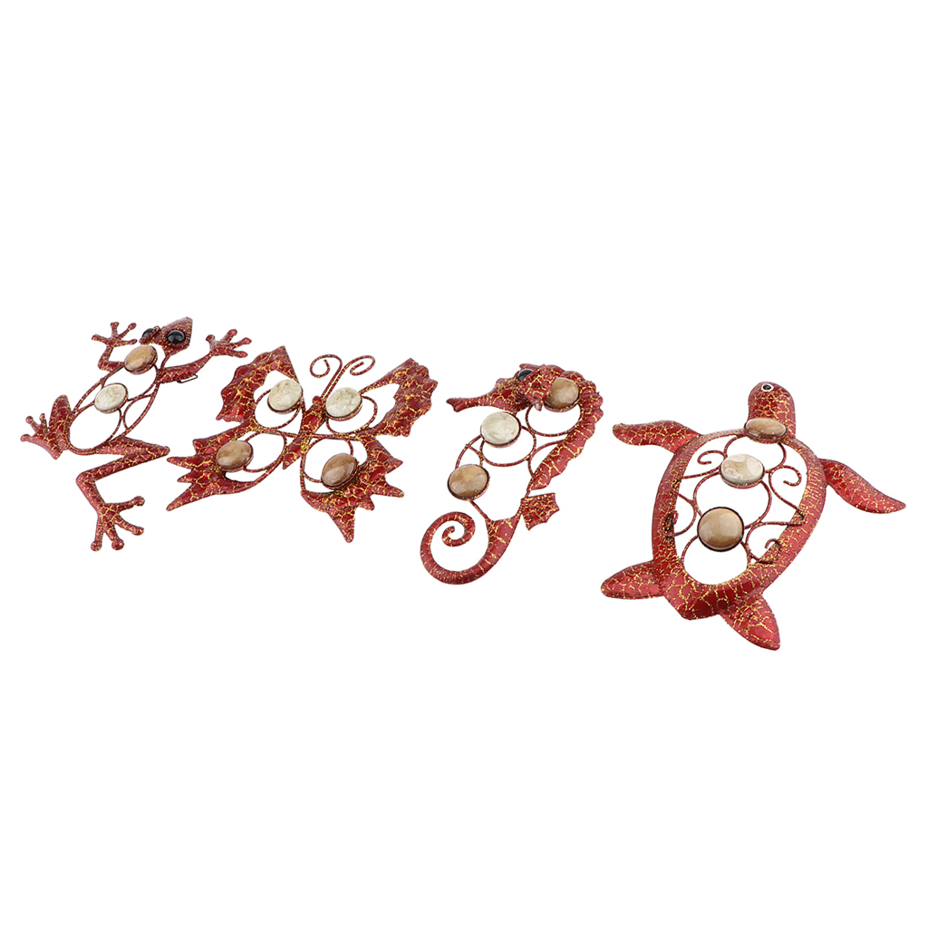 4x Vintage Metal Gecko,Butterfly, Sea Horse,Tortoise Backyard 