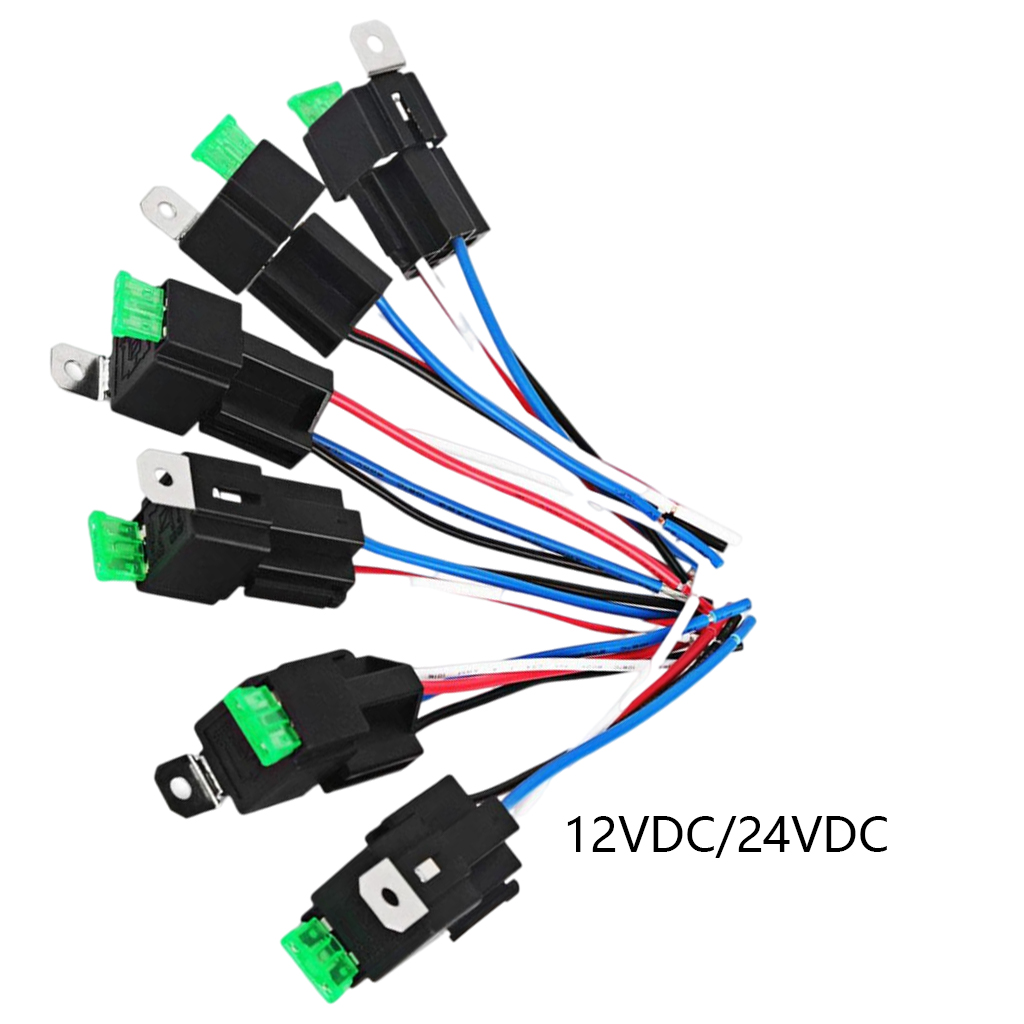 6Pc 5PIN Automotive Relay Switch Harness Kit 30A Fuse 14AWG Hot Wire