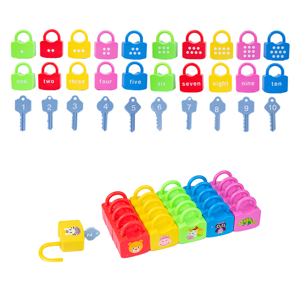 Baby Keys and Locks Set Matching & Counting Skills Kids Montessori Unlock Sensory Toy Match Game for Children 2+ Birthday Gift