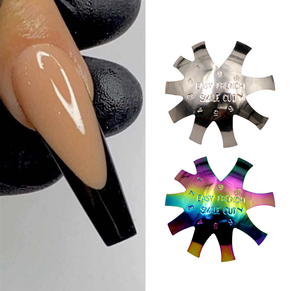 Pro Almond Shape French Edge Trimmer 9 Sizes Easy V Line ManicureCutter Acrylic Nail Pink White French Nails Tips