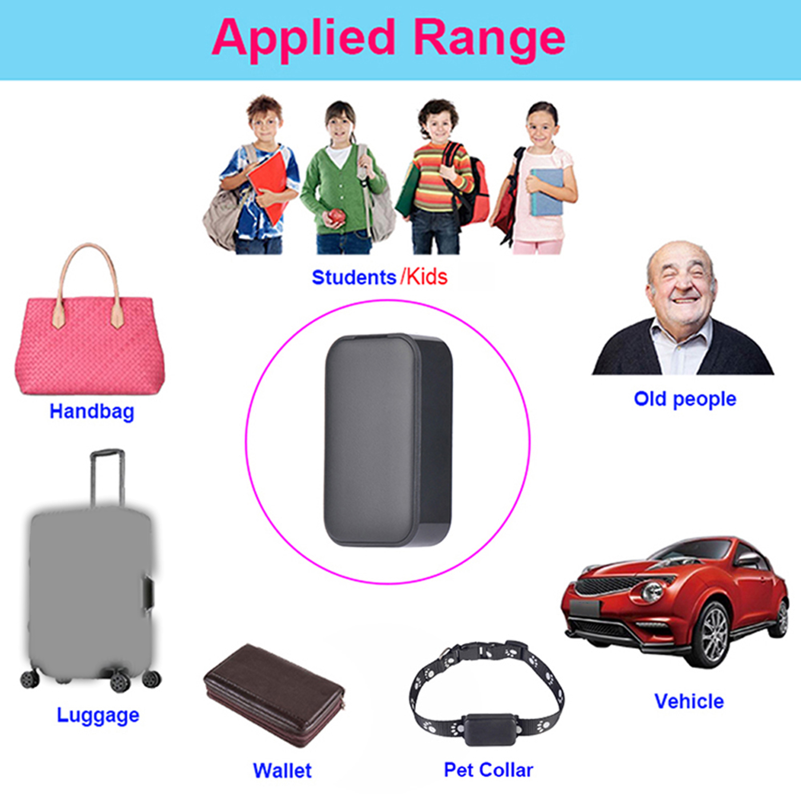 Mini GPS Tracker for Vehicles Kids Child Truck Bags Small Portable Time Tracking Rechargeable Locator Anti-Lost