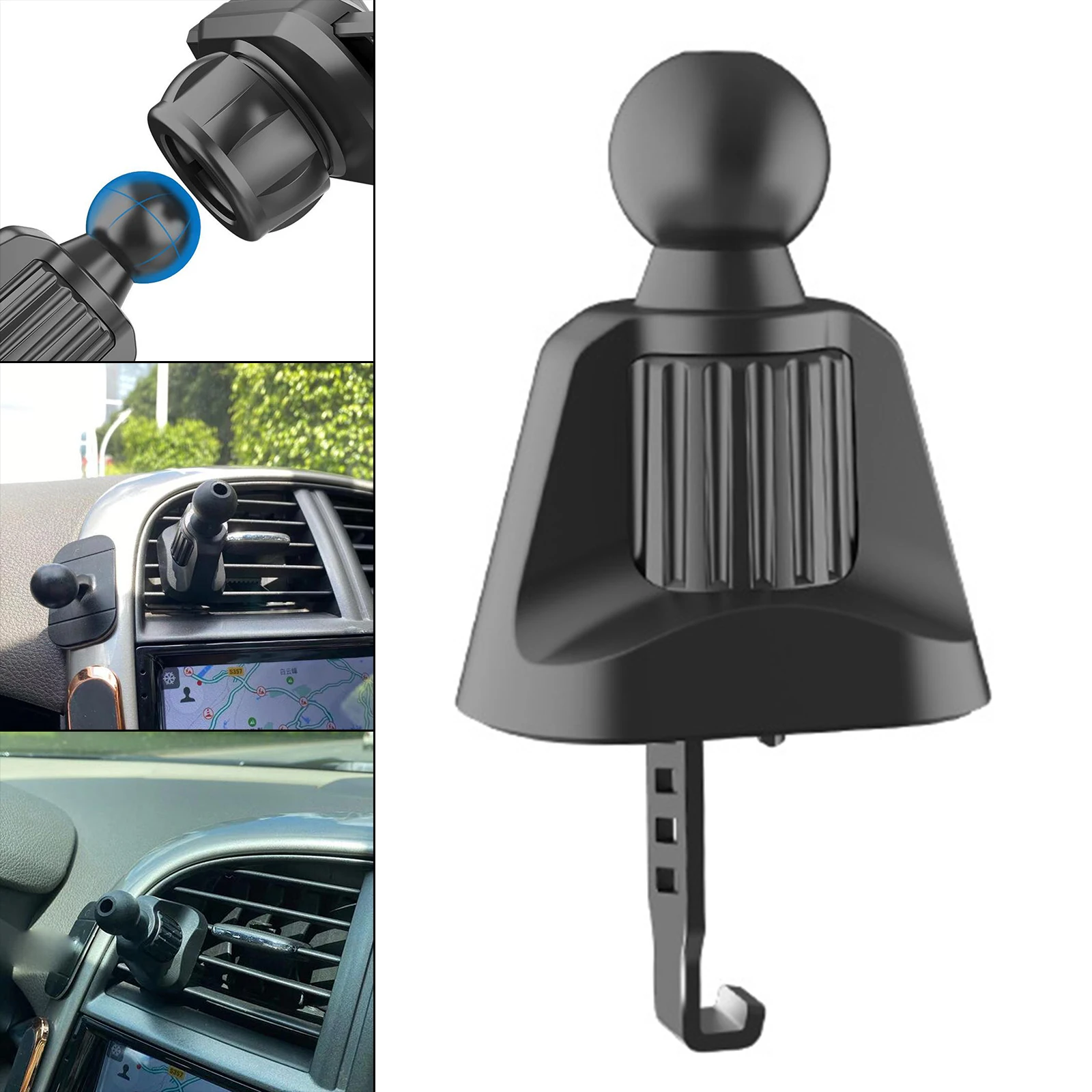 Car Air Vent Mount Clip Joint Ball Adapter Twist-Lock Phone Holder Stand Anti-Shake Black