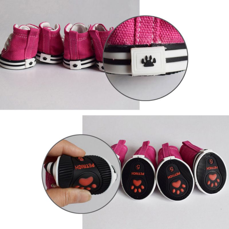 Title 6, 4Pcs Pet Shoes Puppy Sport Denim Shoes Outdoor ...