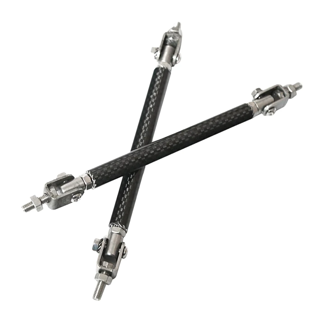 Carbon Fiber Front Bumper Lip Splitter Strut Rod Tie Support Bars 150mm/5.9 inch