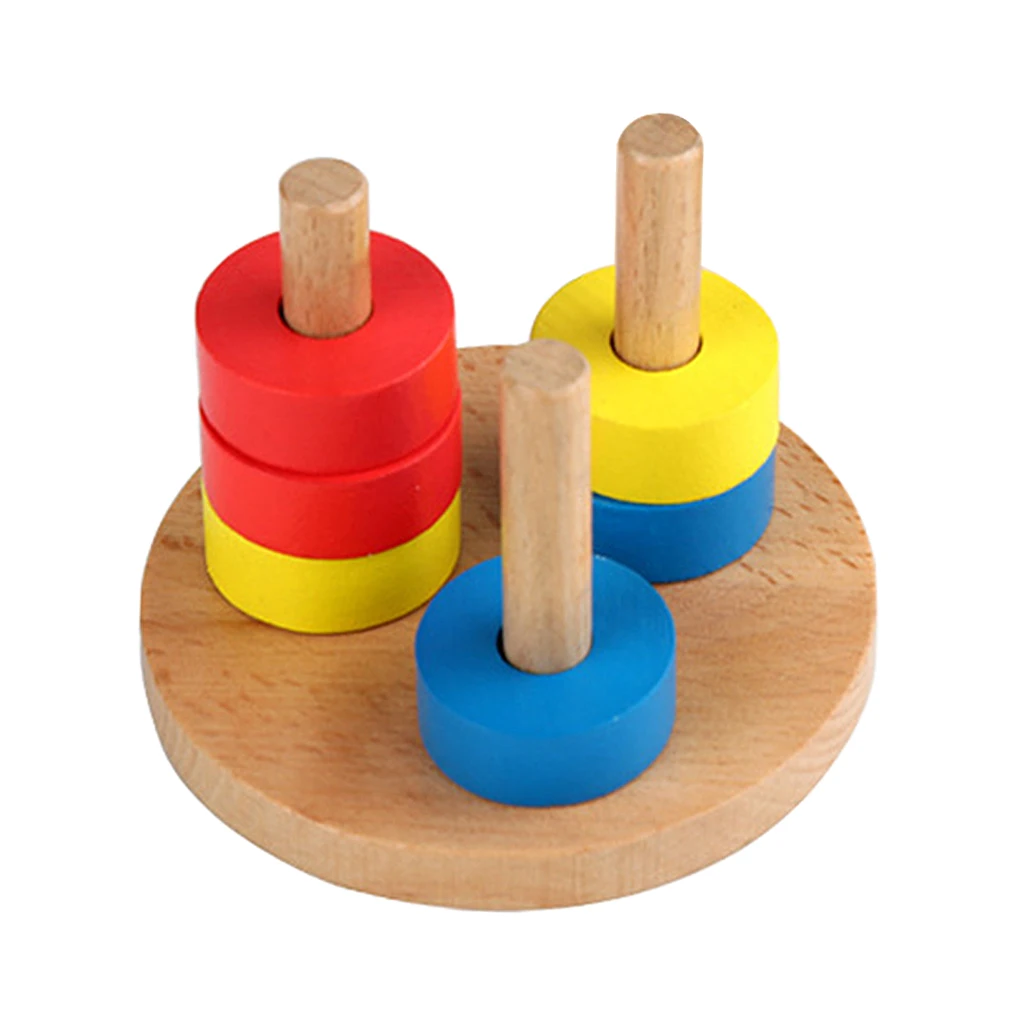 Wooden Stacking Toy Toddlers Montessori Stacker Early Educational Puzzles