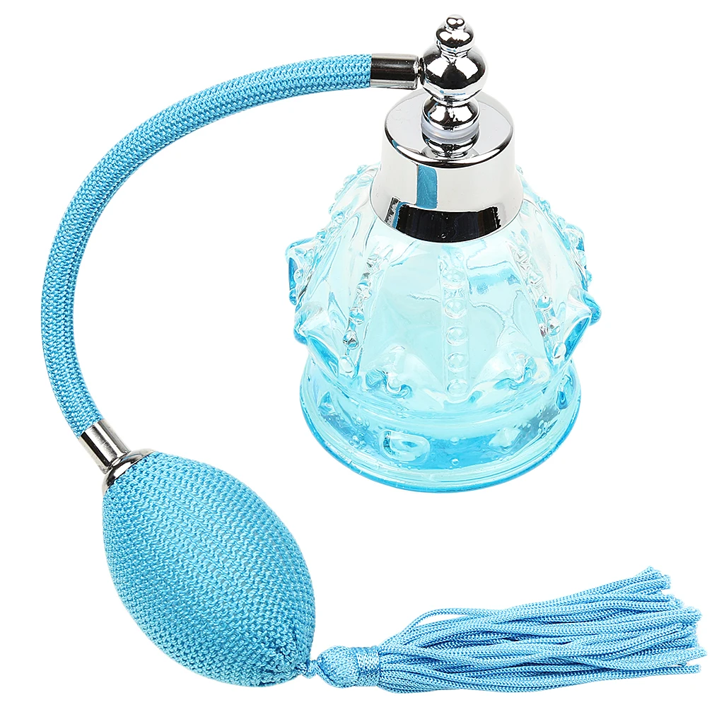 Vintage Crystal Perfume Bottle Long Bulb Tassel Spray Atomizer 100ml