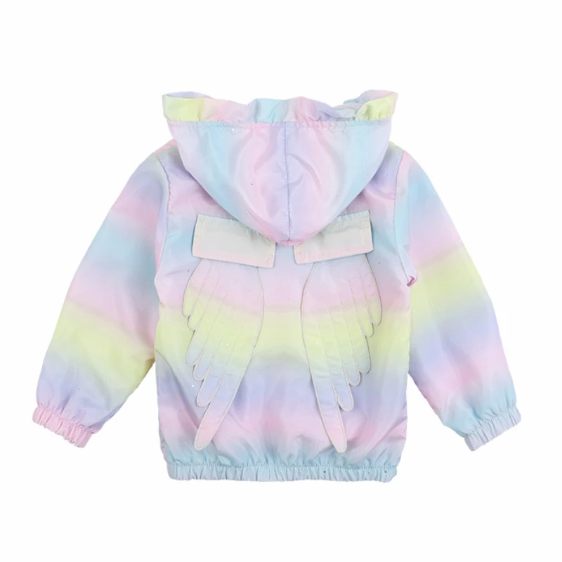 Rainbow Girls Jackets Hoodies Kids Coat 2022 New Korean Fashion Female Baby Jacket Cute Wings Top Spring Autumn Children Outwear windbreaker coat