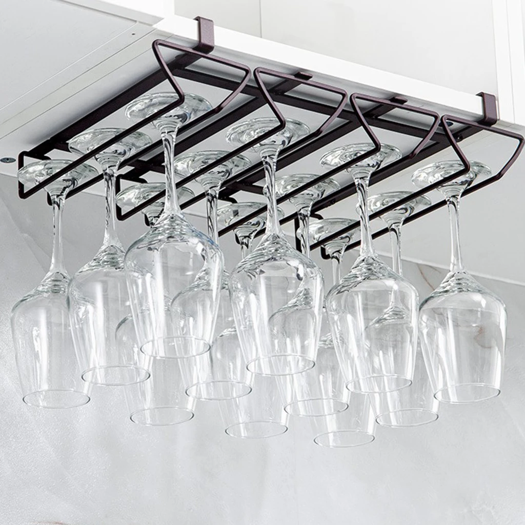 1pc Metal Under Shelf Stemware Wine Glass Holder Organizer for Kitchen Bar Wine Hanging Rack Wire Wine Glass Hanging Rack
