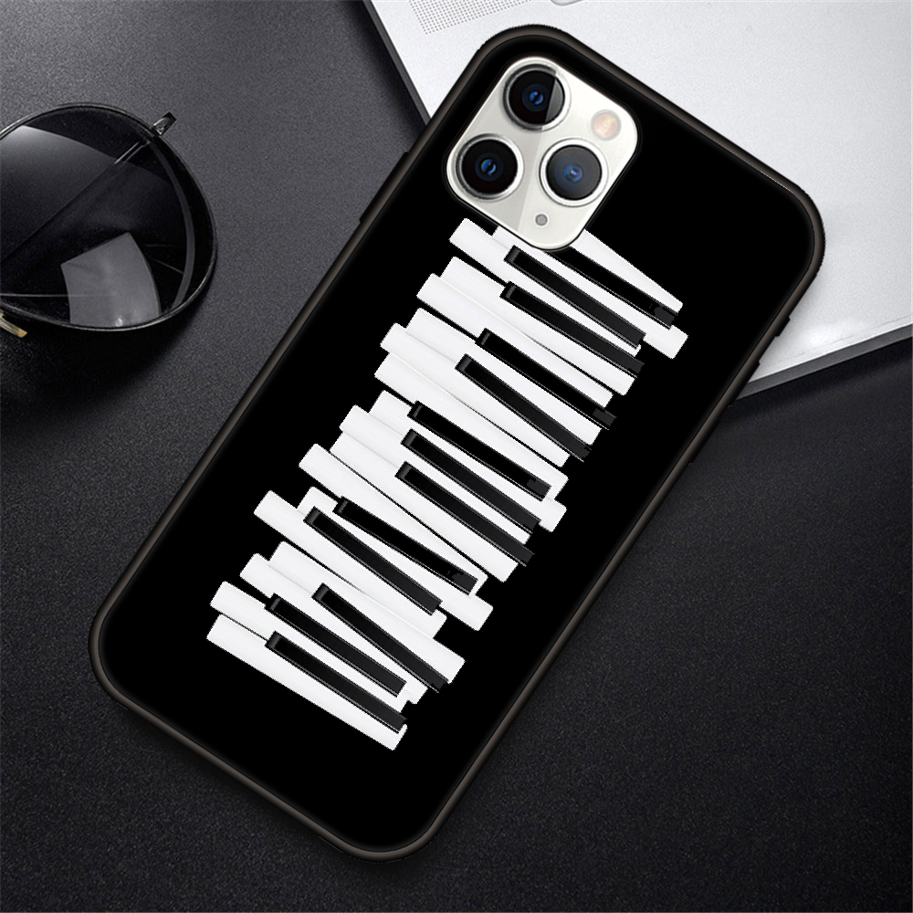 cheap iphone xr cases Phone Case For IPhone 12 Mini 11 Pro XR X MAX SE XS 5 6 6S 7 8 E Plus Black Cover Waterproof Silicone Shell piano guitar music cheap iphone 11 cases