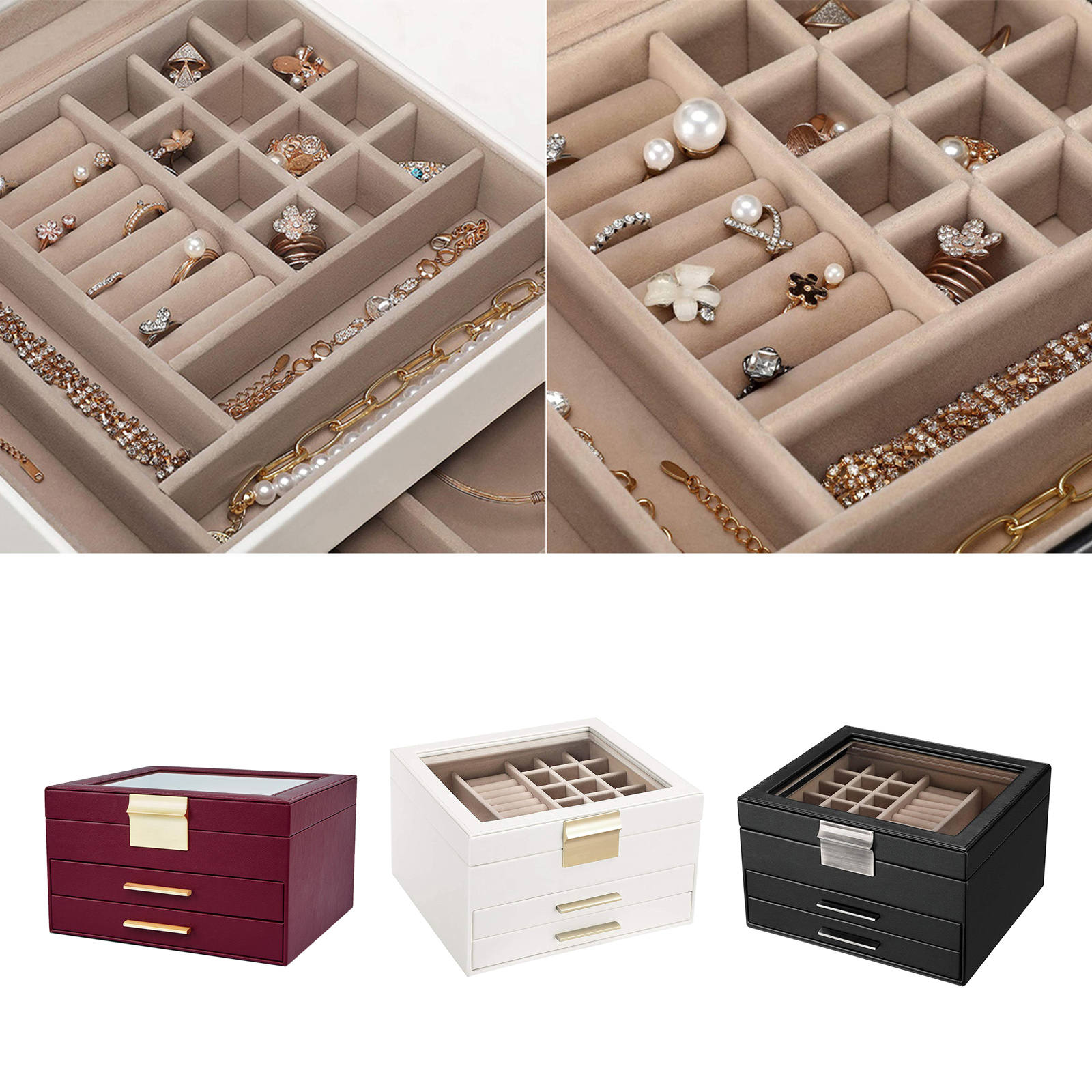 Multi-Layer Jewelry Organizer Portable Large Removable Jewelry Case for Bangle Rings Girls