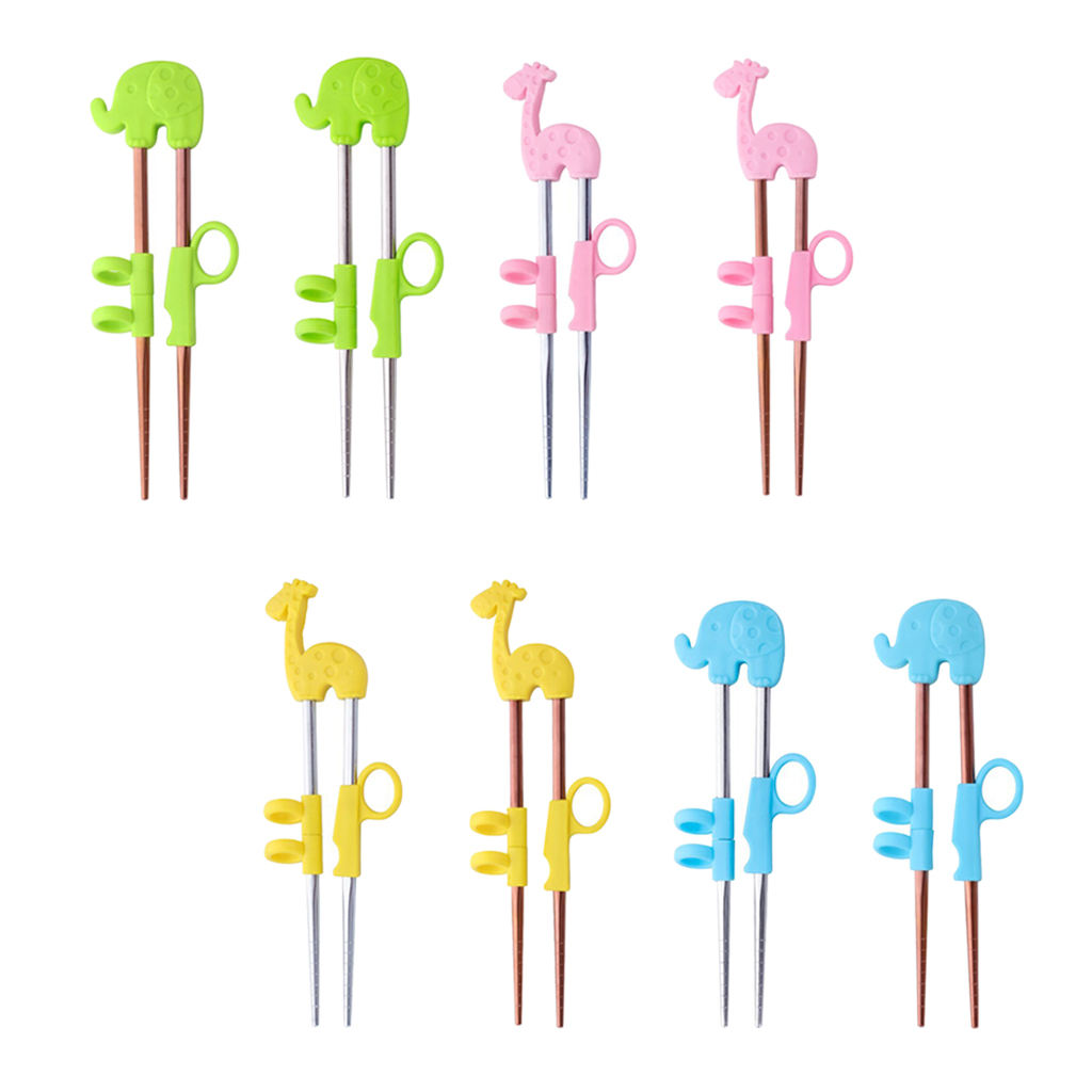 1Pair Stainless Steel Chopsticks For Kids Cartoon Learning Chop Sticks Reusable Training Chopsticks Cute Children Tableware Set