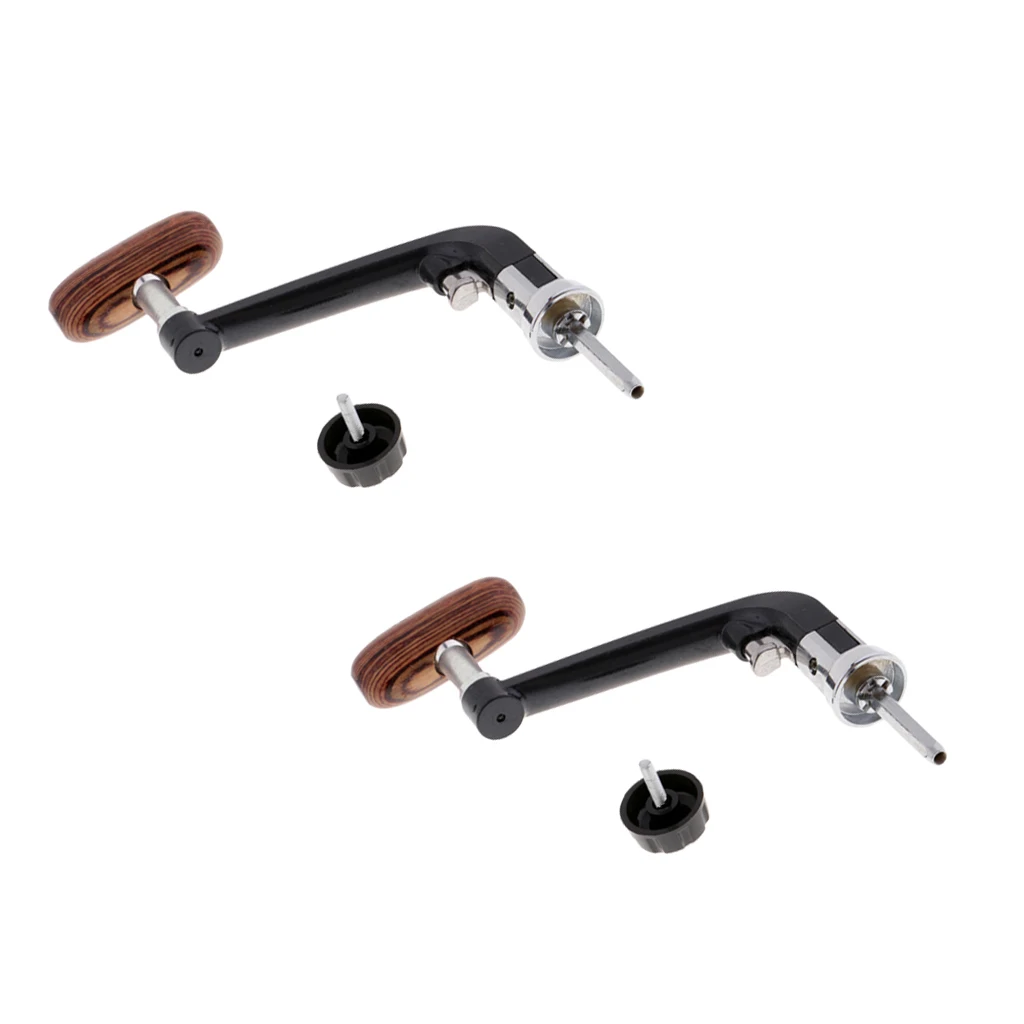 2pcs Metal & Wooden Power Handle Fishing Reel Crank Arm   Reel Handle for 5000-6000 Series