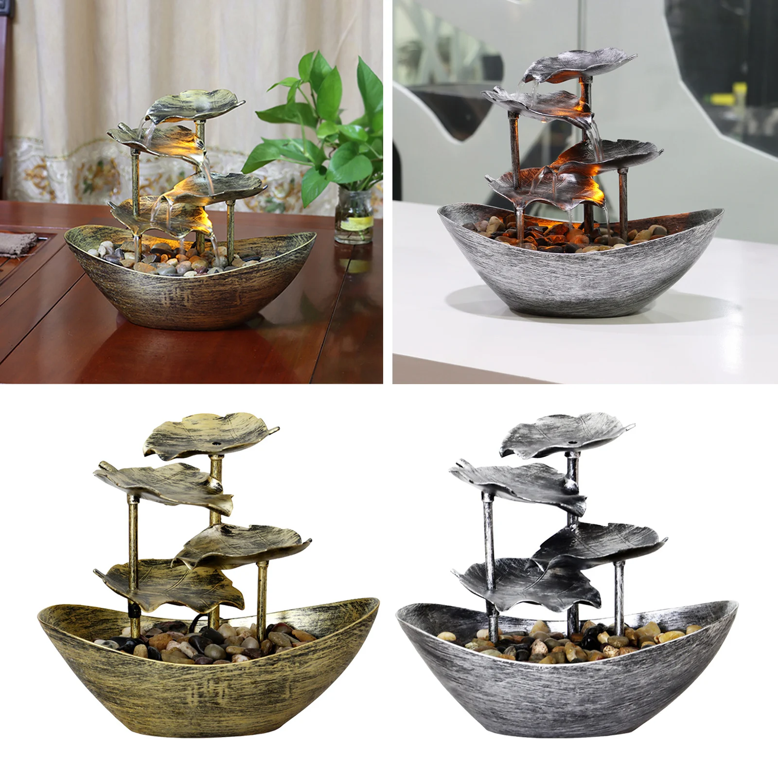 Feng Shui Waterfall Fountain Desktop Indoor Fountain Relaxation Waterfall Home Decor Ornaments for Relaxation, Meditation