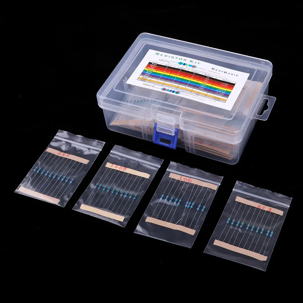Resistor Assortment Kit - Set of 1000 Assorted Resistors Box Kit 1R -10M Ohm