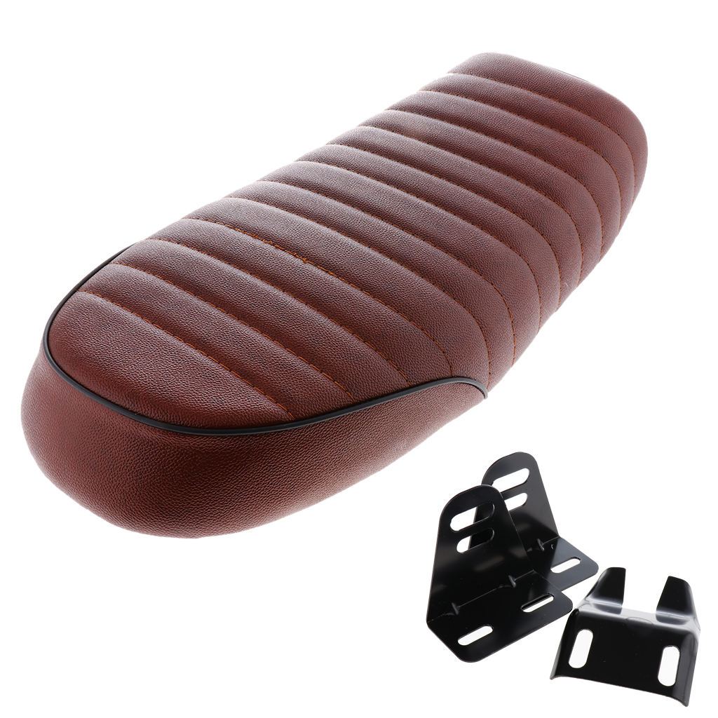Waterproof Flat Brat Universal Cafe Racer Seat Vintage Saddle For HONDA CG125 with Mounting Accessories