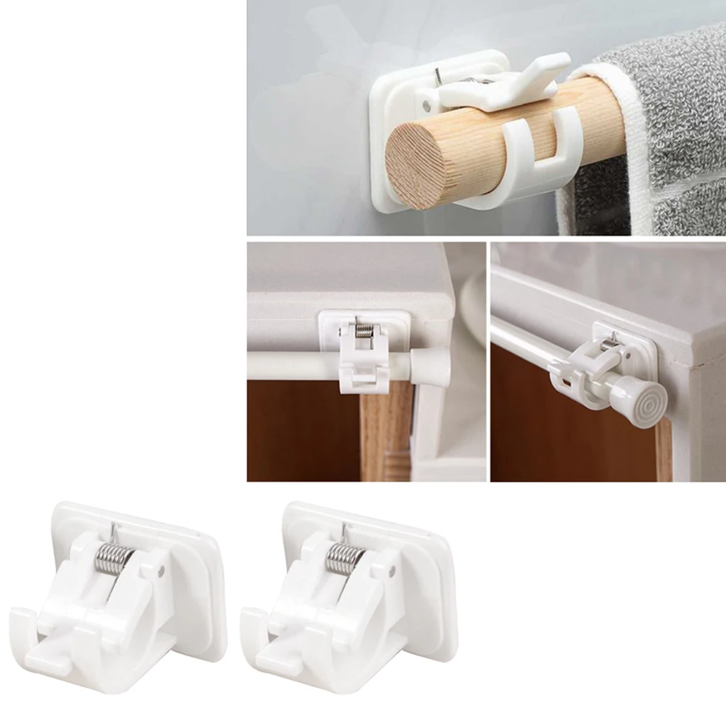 2pc Curtain Rod Brackets No Drill Adjustable  Curtain Rod Holder for Kitchen