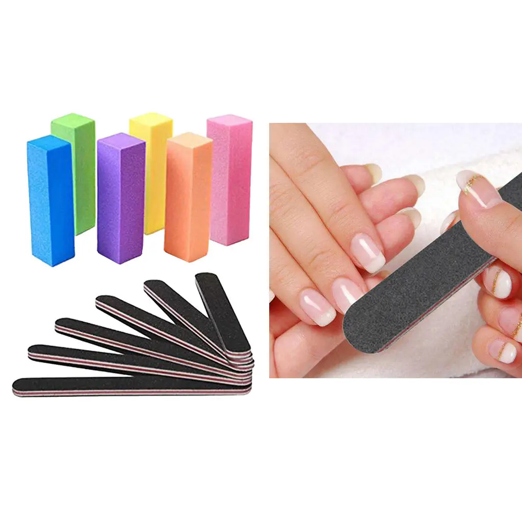 12 Pcs Manicure Tools - 6 Nail Files - 100/180 Grains - 6 Blocks of Nail Pads