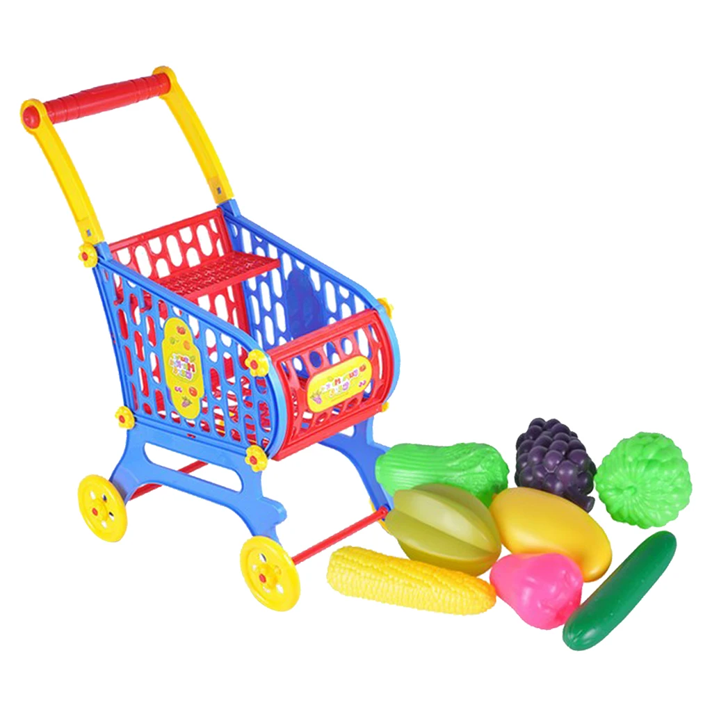 Assembled Supermarket Shopping Trolley with Baby Doll Play Set