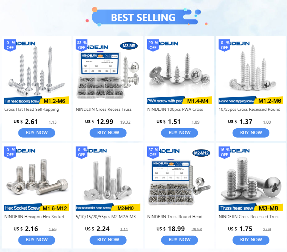 NINDEJIN 20/55pcs Cross Recessed Truss Head Self-tapping Screw 304 Stainless Steel M3 M4 M5 M6 Phillips Mushroom Head Wood Screw