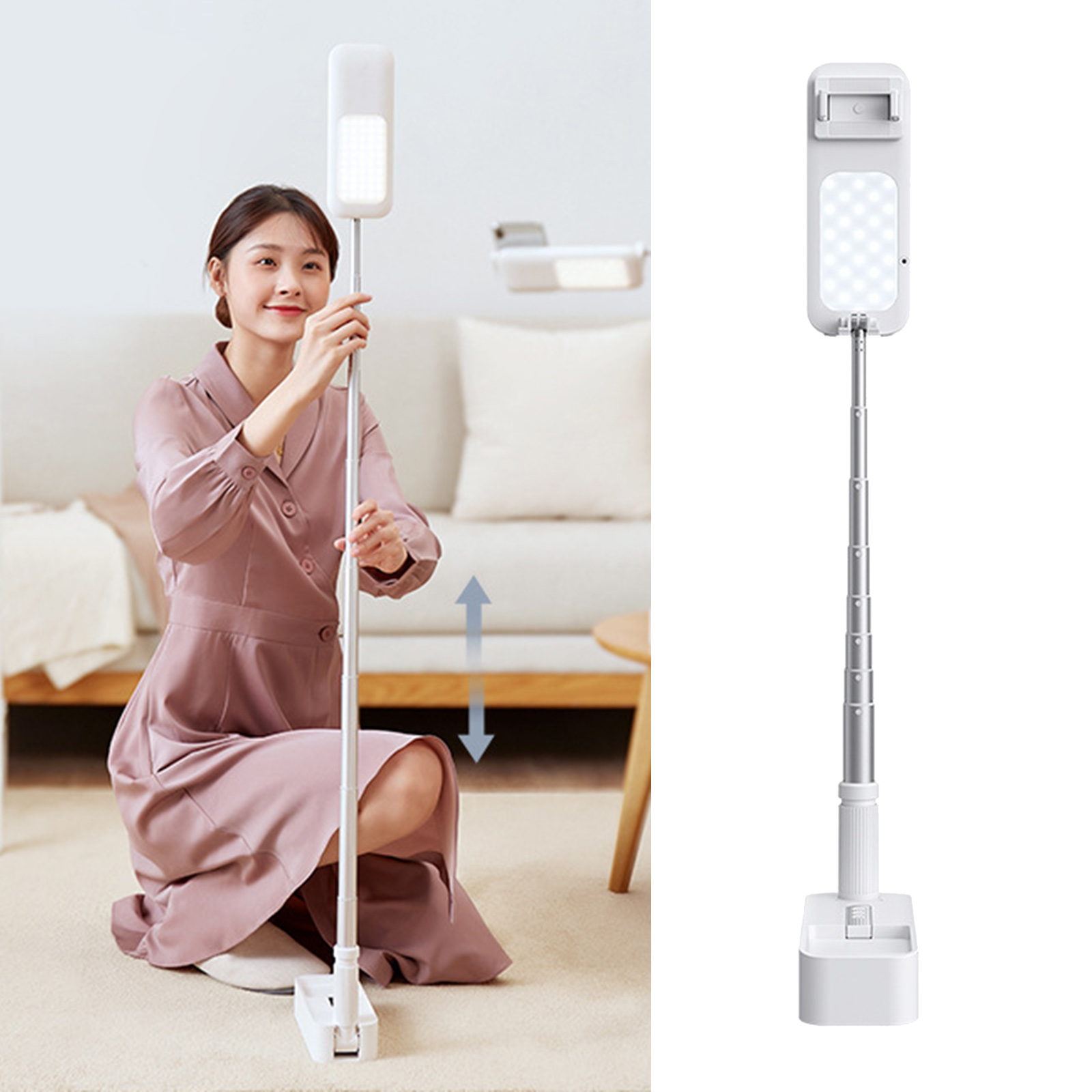 Portable Foldable LED Selfie Makeup Video Light Phone Holder For Vlog, Live Streaming, Bluetooth Wireless Photography Fill Lamp