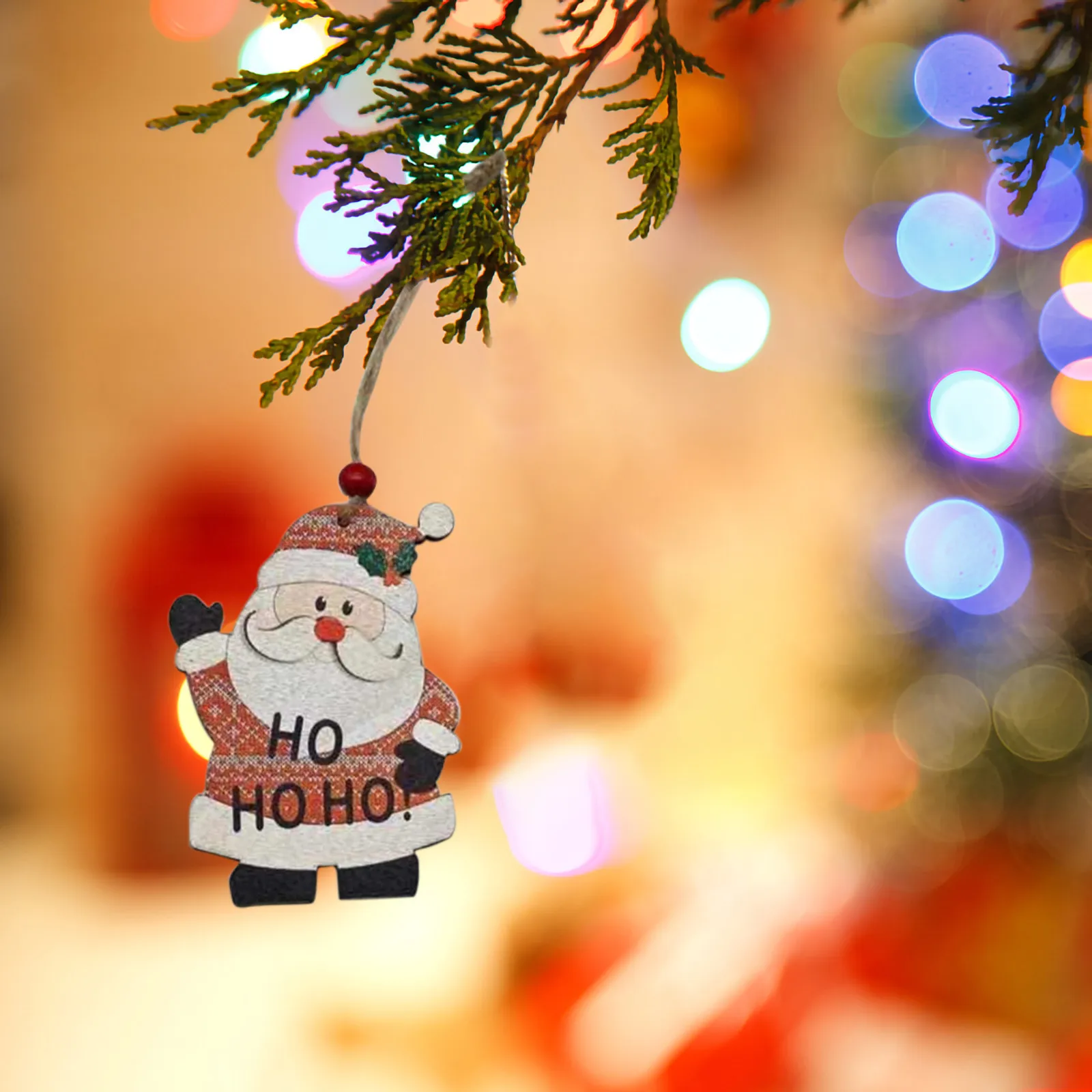 6PCS Christmas Mixed Wood Chip Tree Ornaments Props Hanging Pendant Xmas Decor 